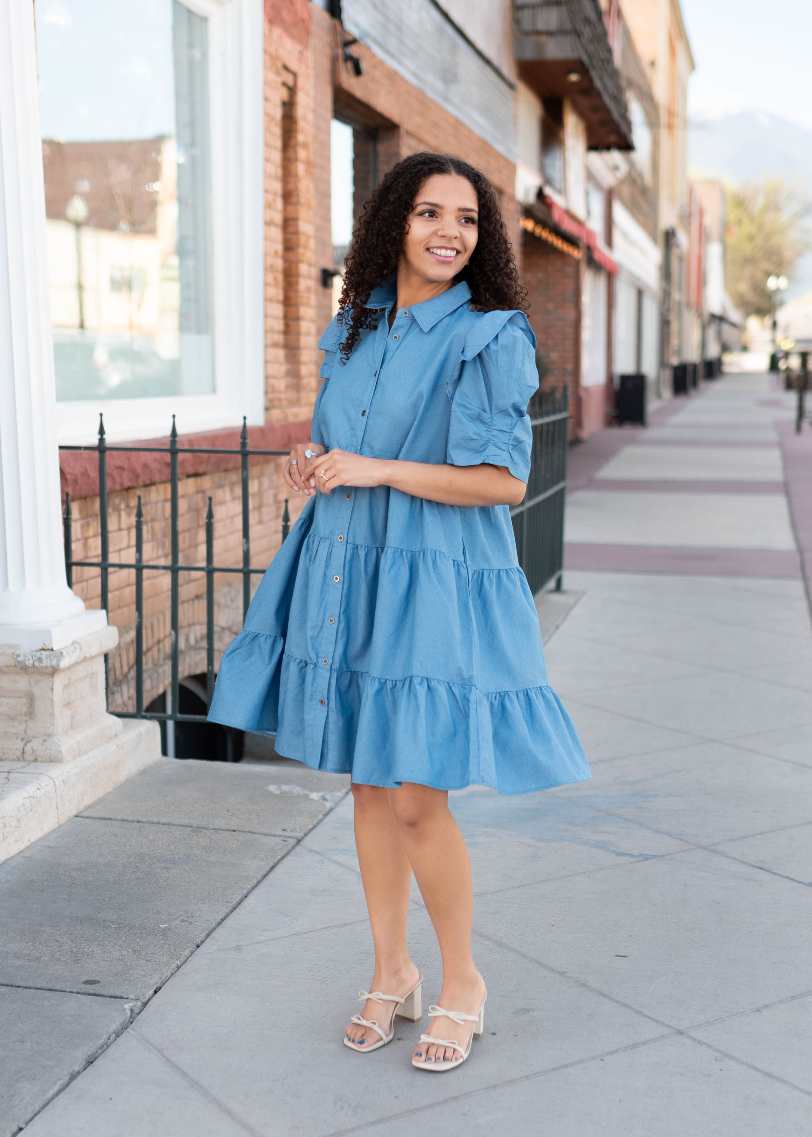 Annabel Chambray Collared Dress