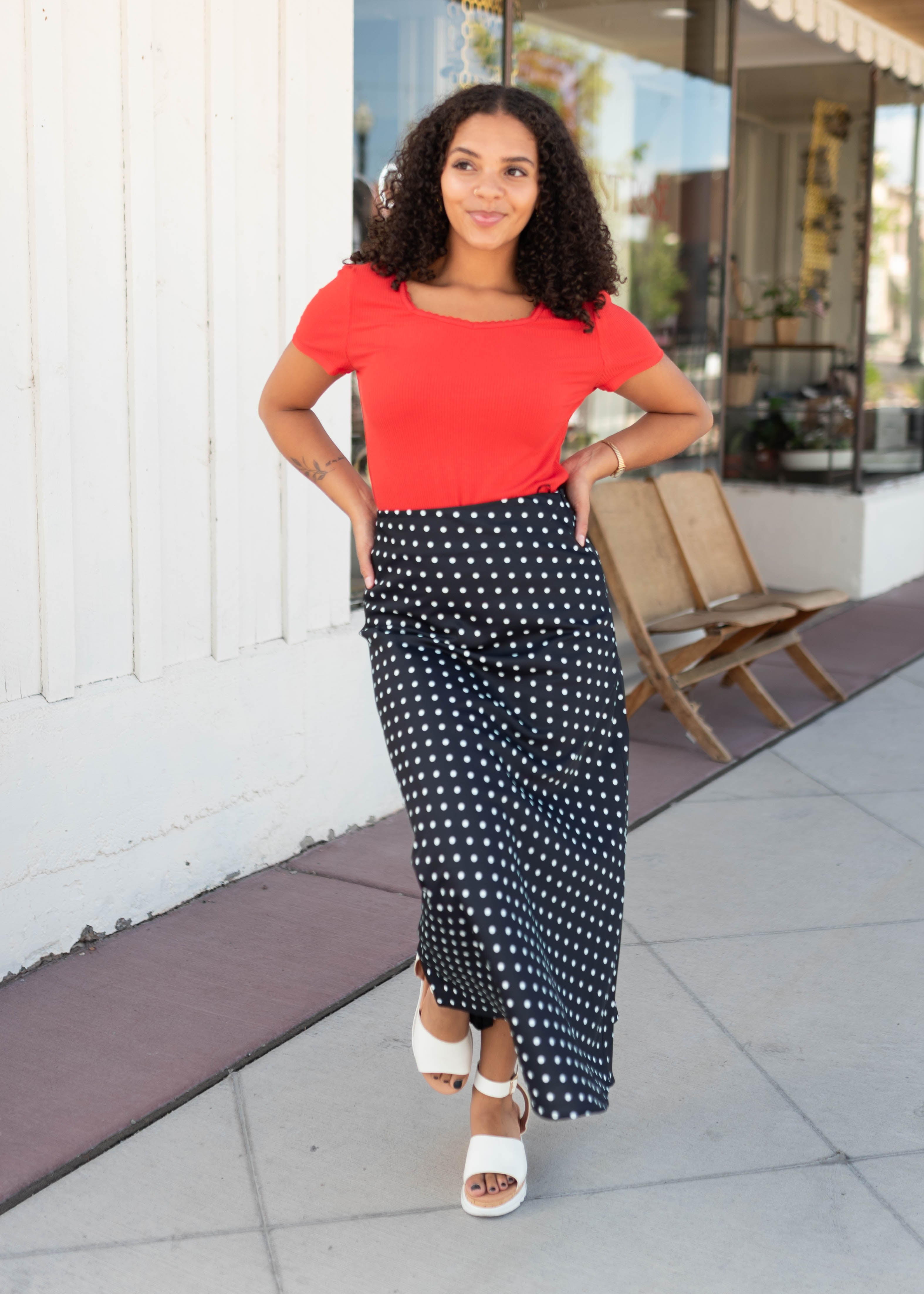 Annabeth Black Polka Dot Skirt