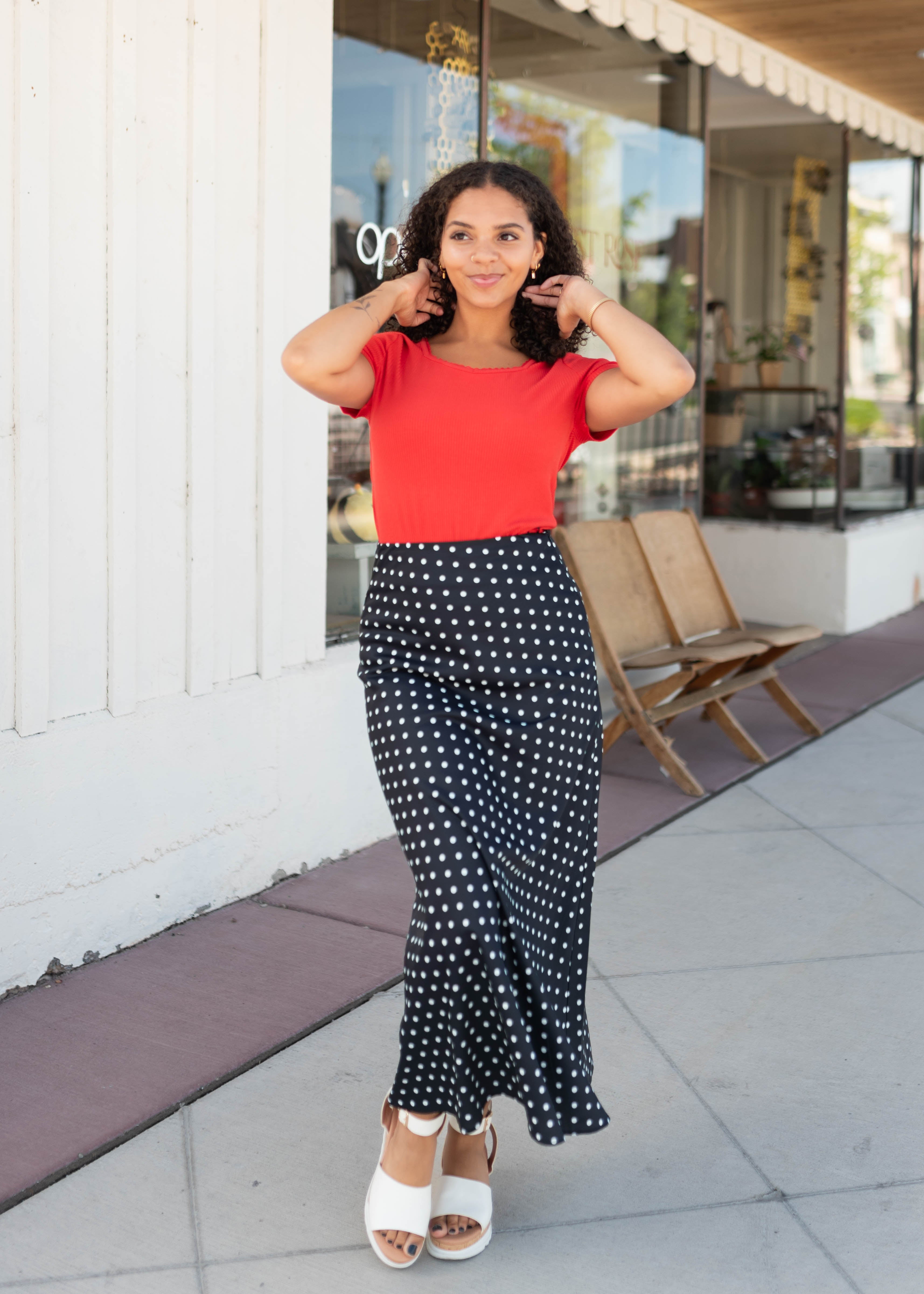 Annabeth Black Polka Dot Skirt