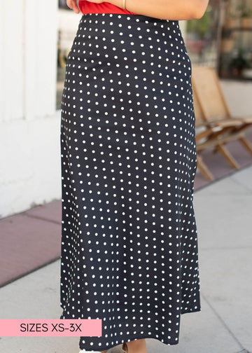Annabeth Black Polka Dot Skirt