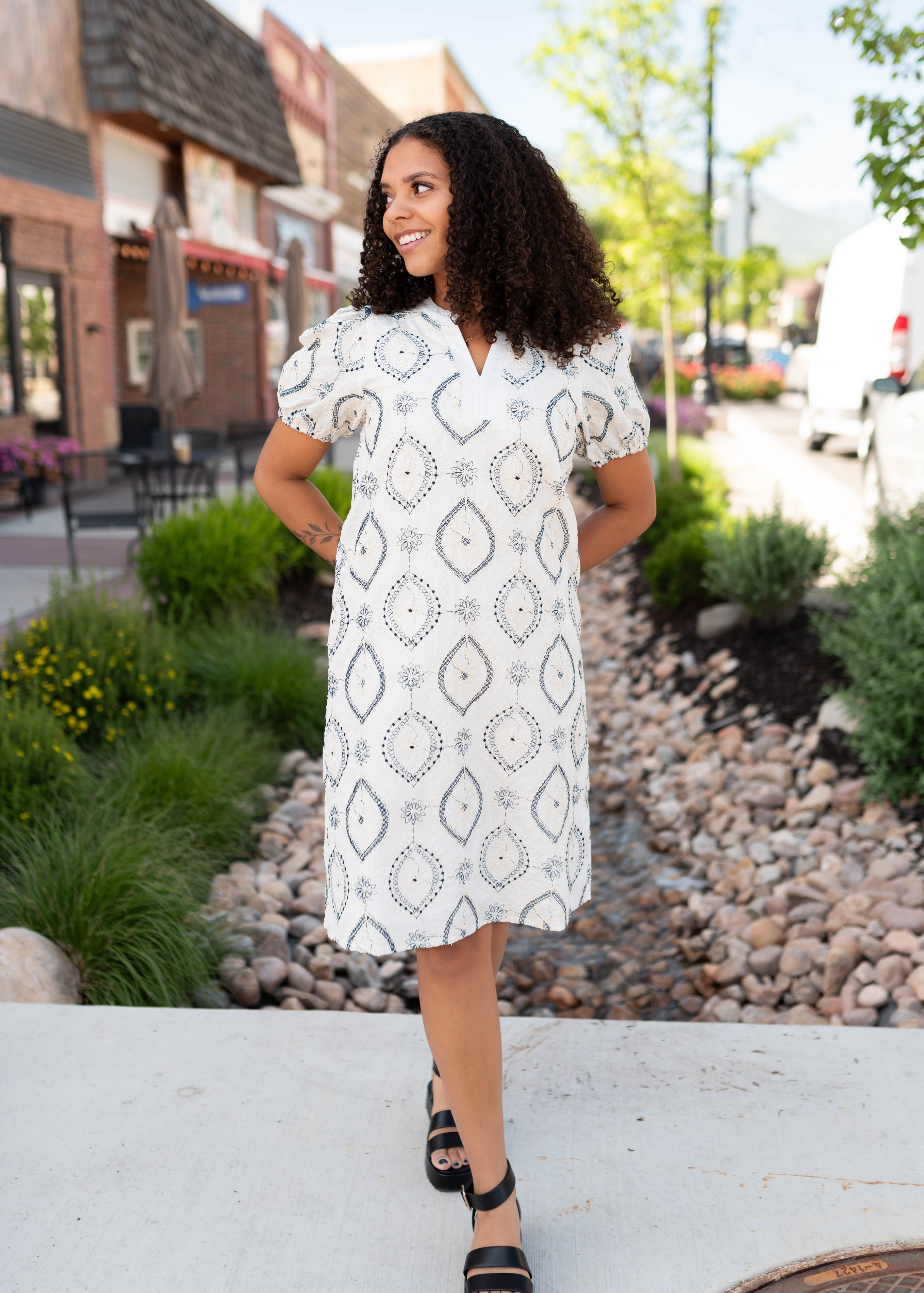 Annie Cream Patterned Dress