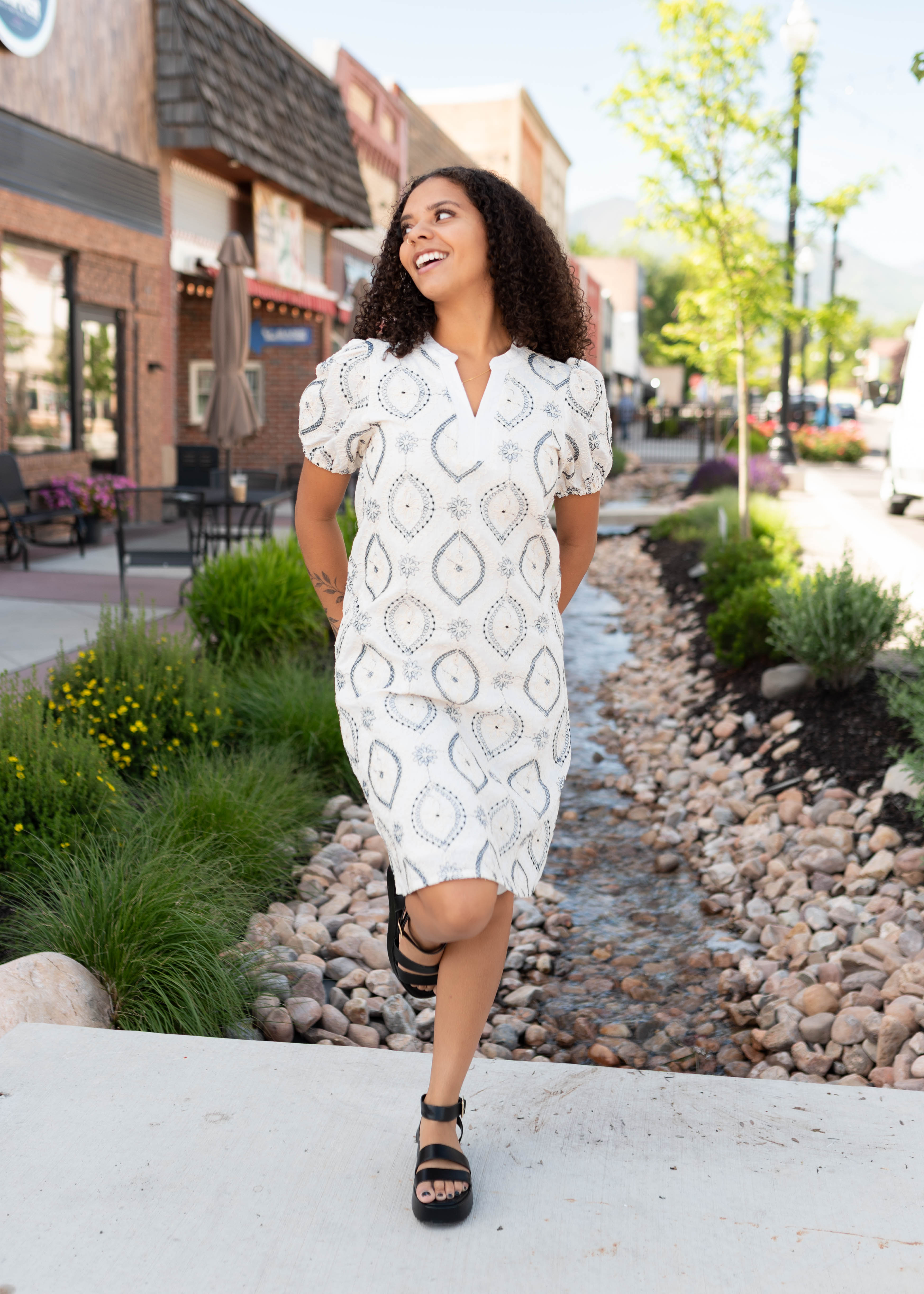 Annie Cream Patterned Dress