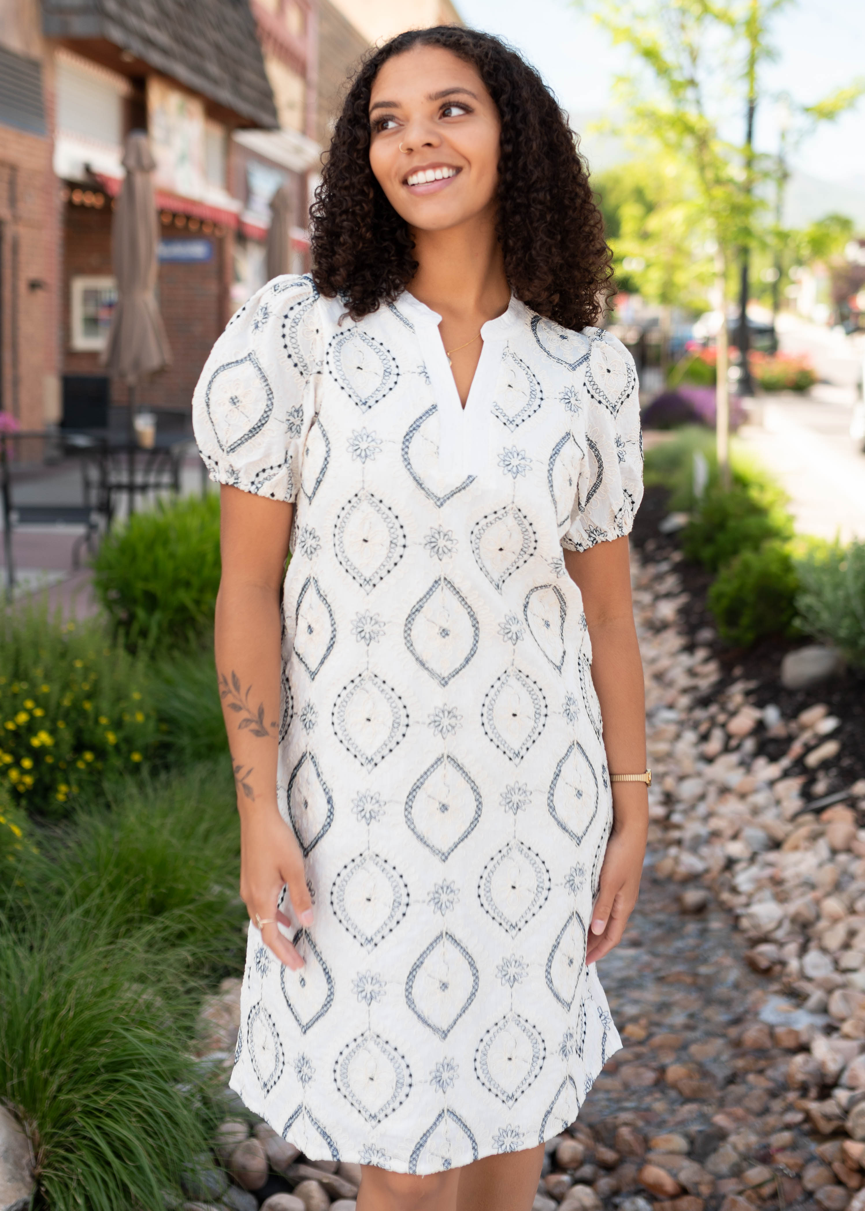 Annie Cream Patterned Dress