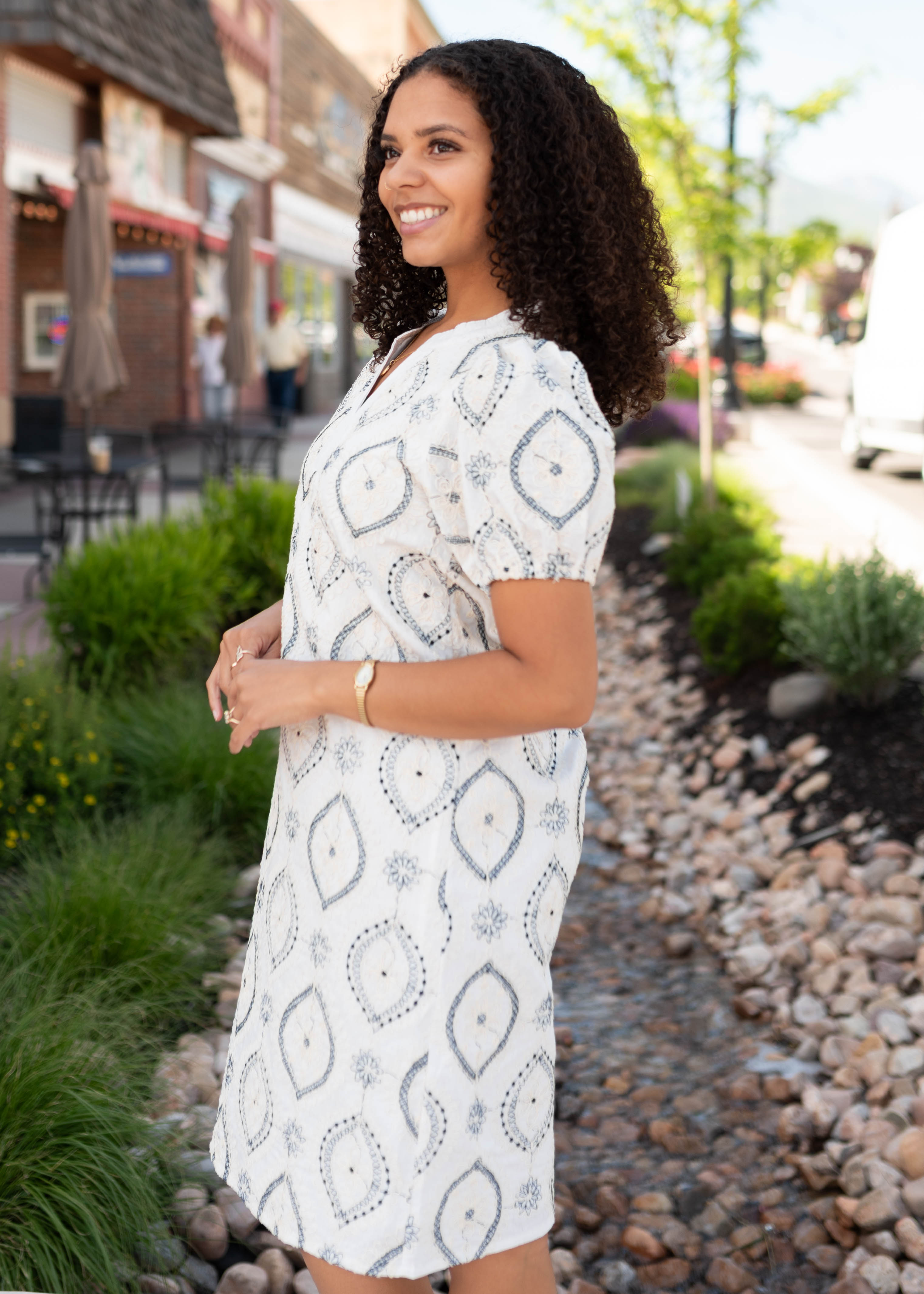 Annie Cream Patterned Dress