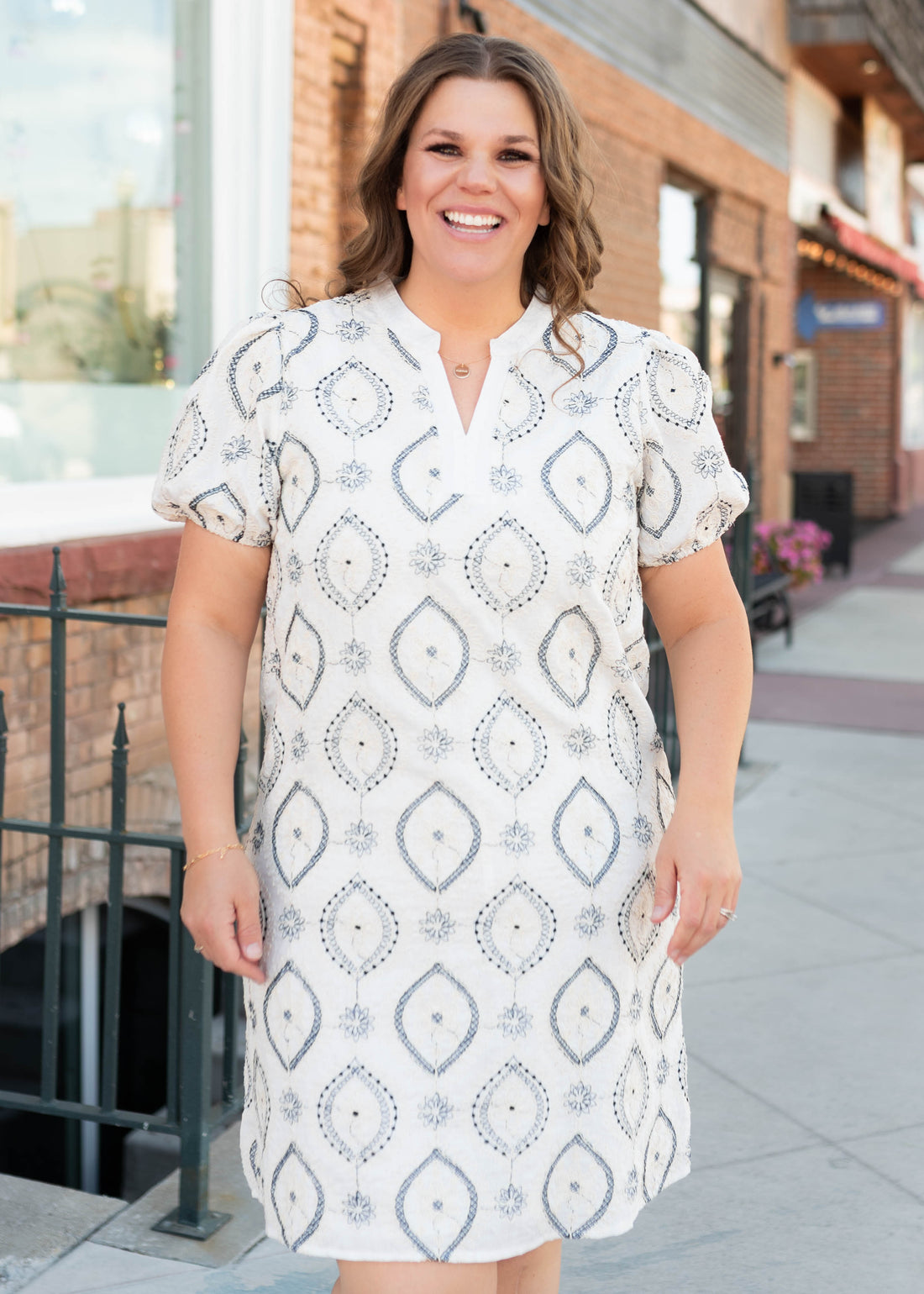 Annie Cream Patterned Dress