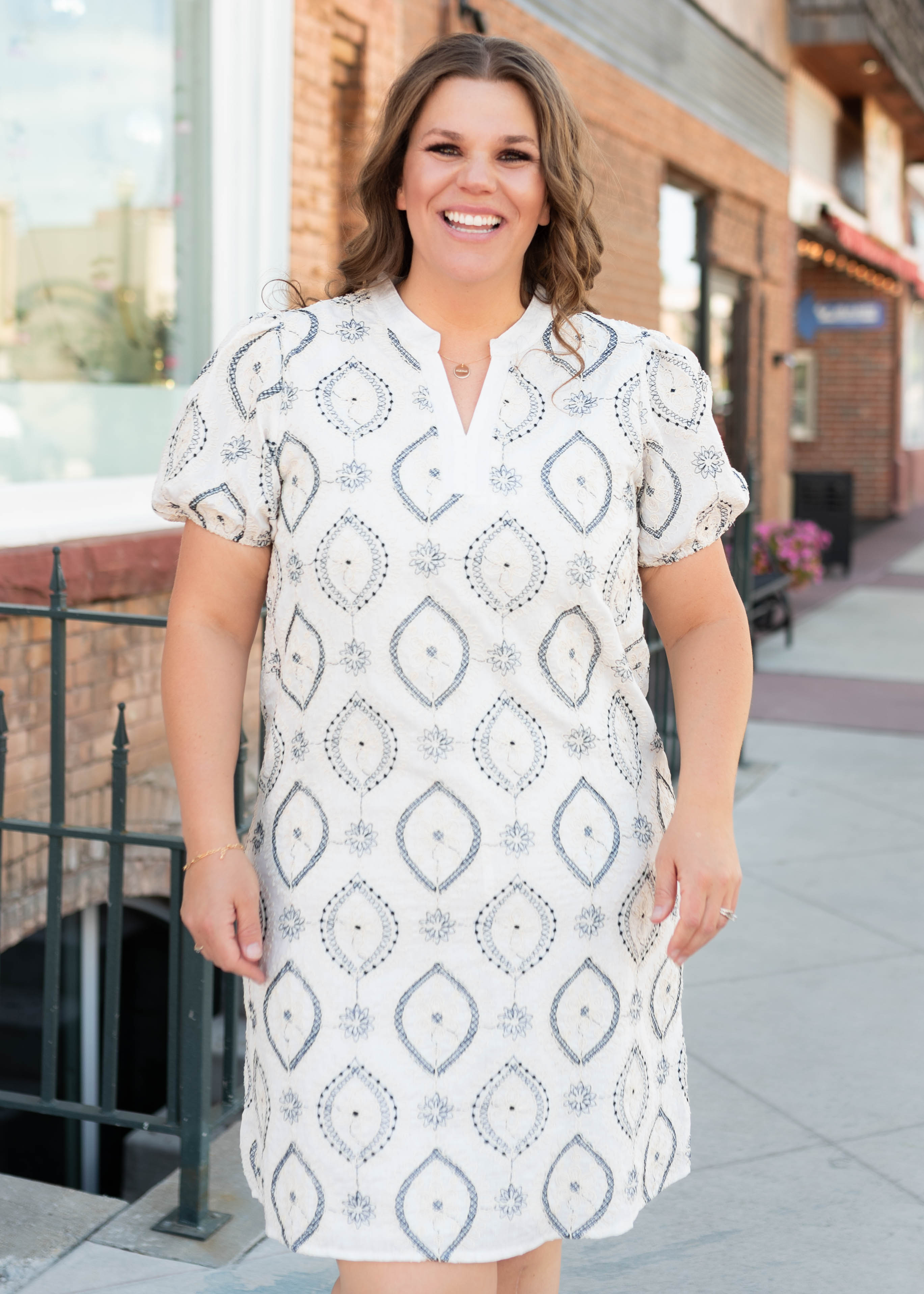 Annie Cream Patterned Dress