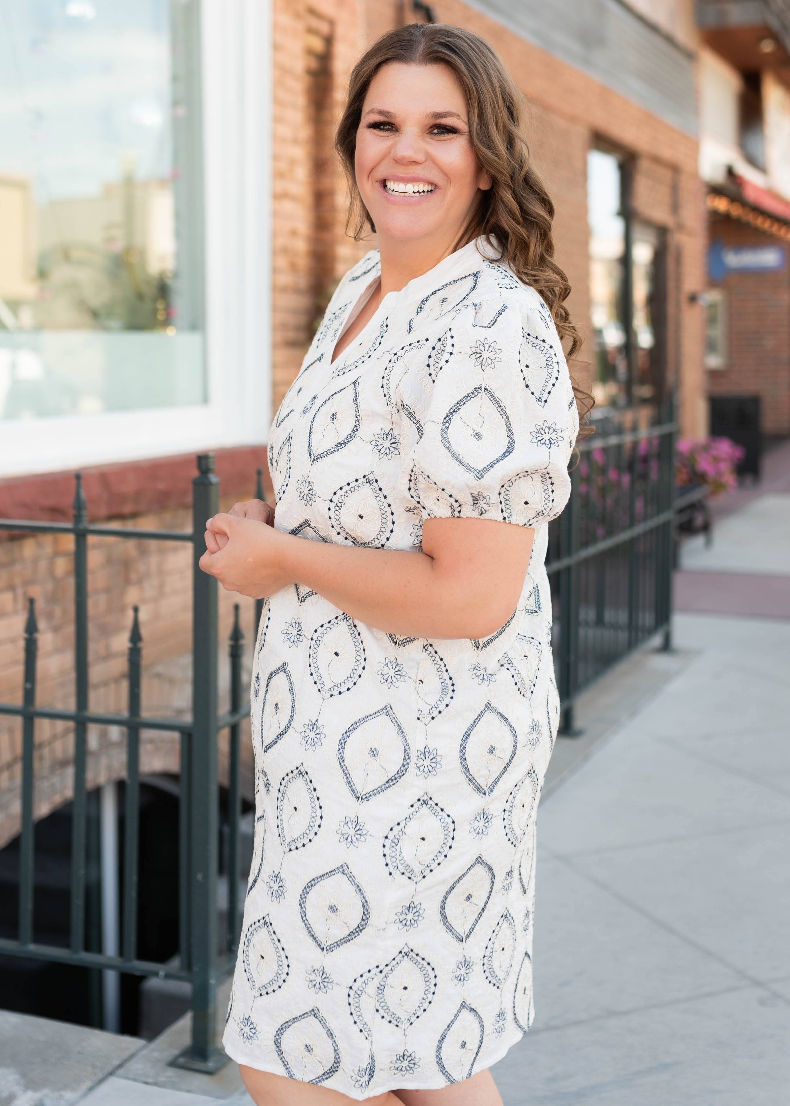 Annie Cream Patterned Dress