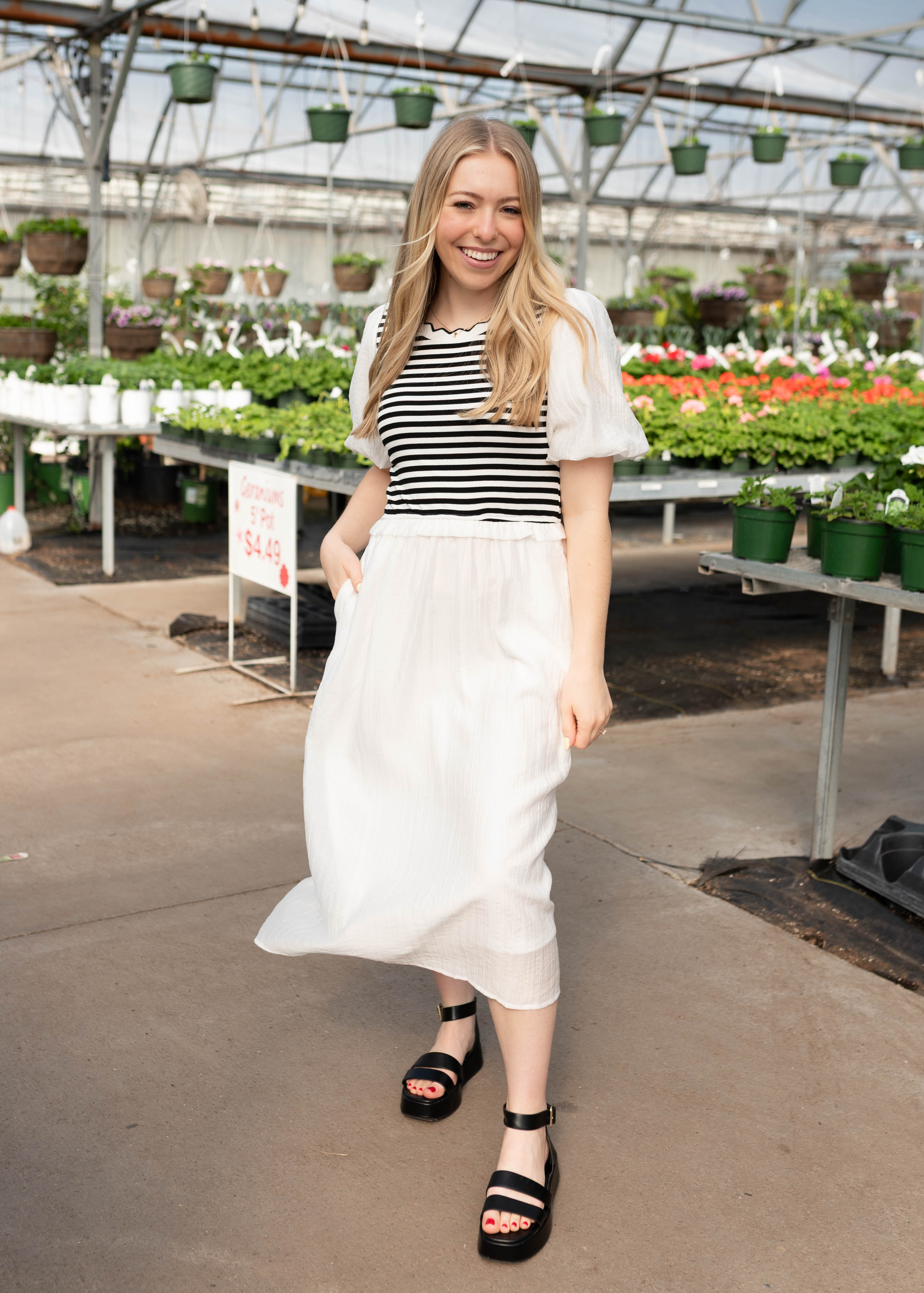 Annika White Striped Dress