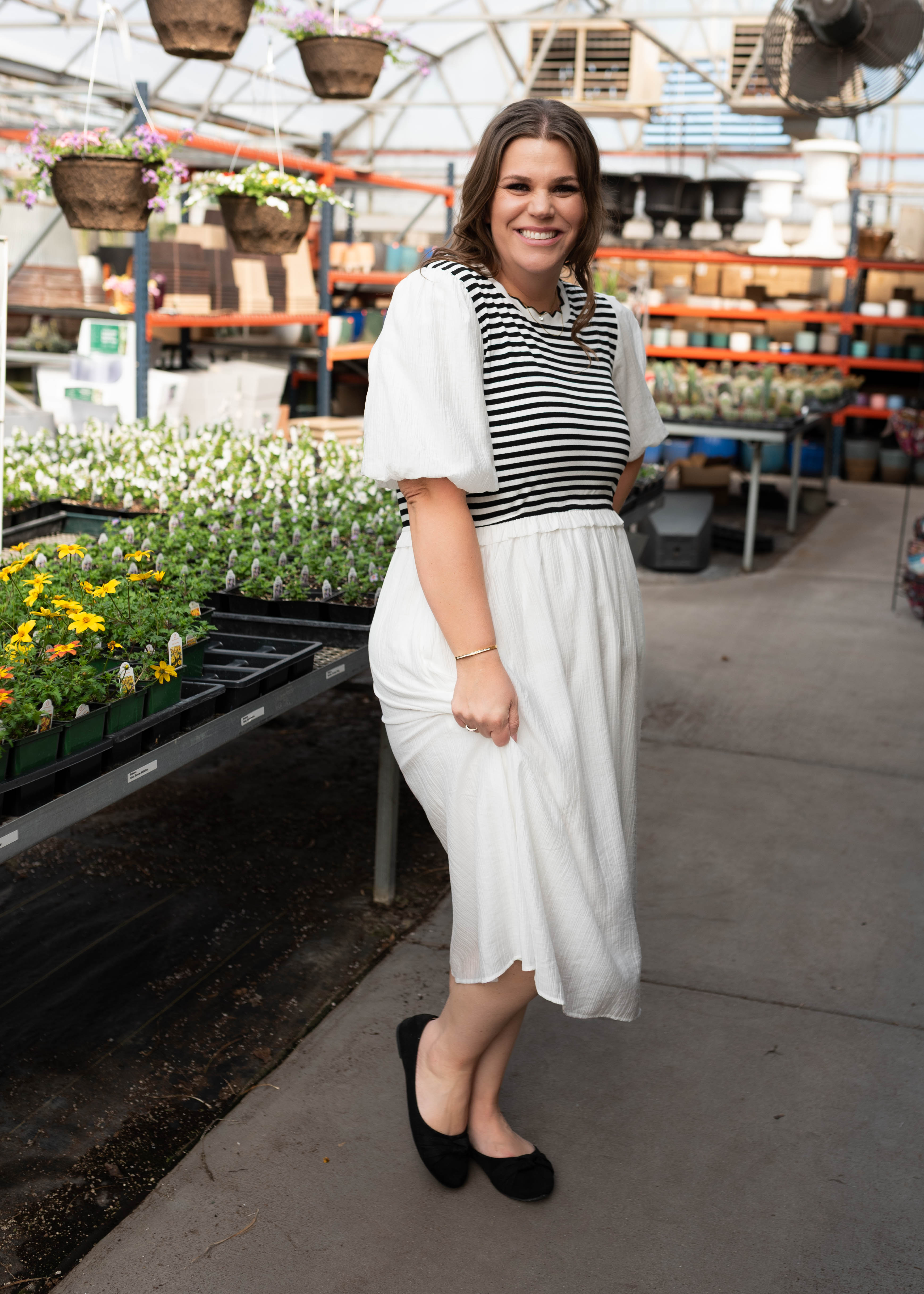 Annika White Striped Dress