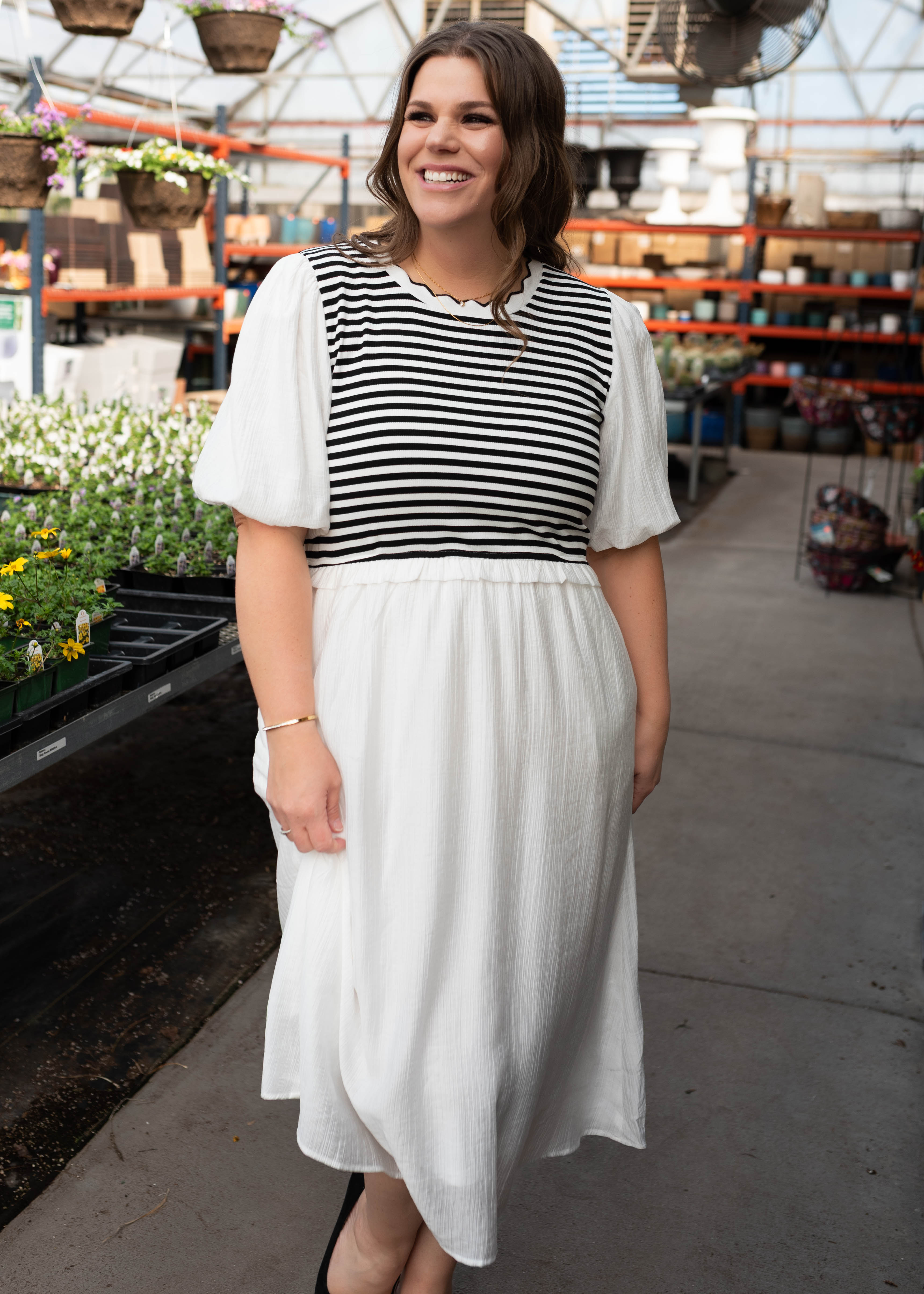 Annika White Striped Dress