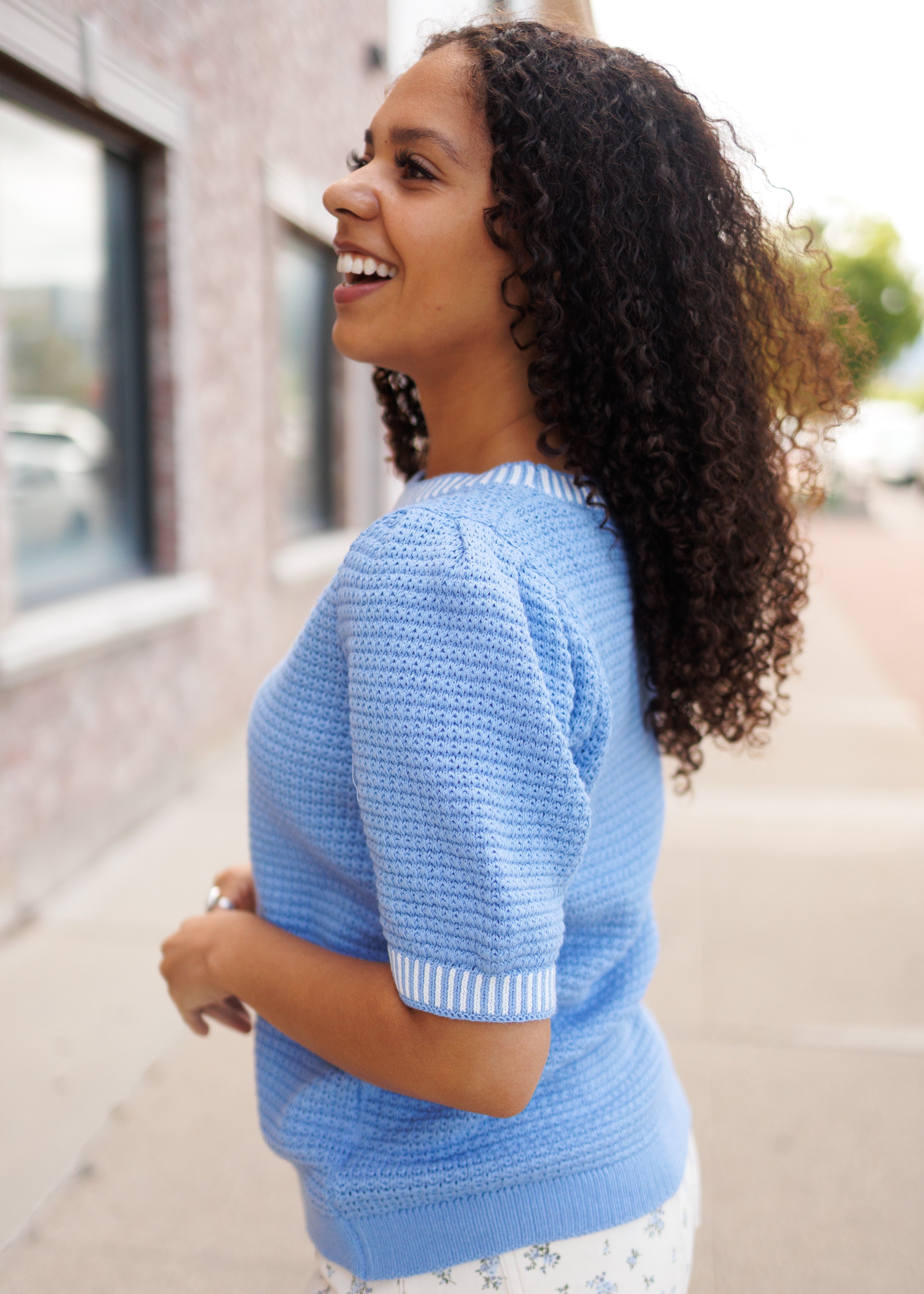 Arianna Blue Knit Top