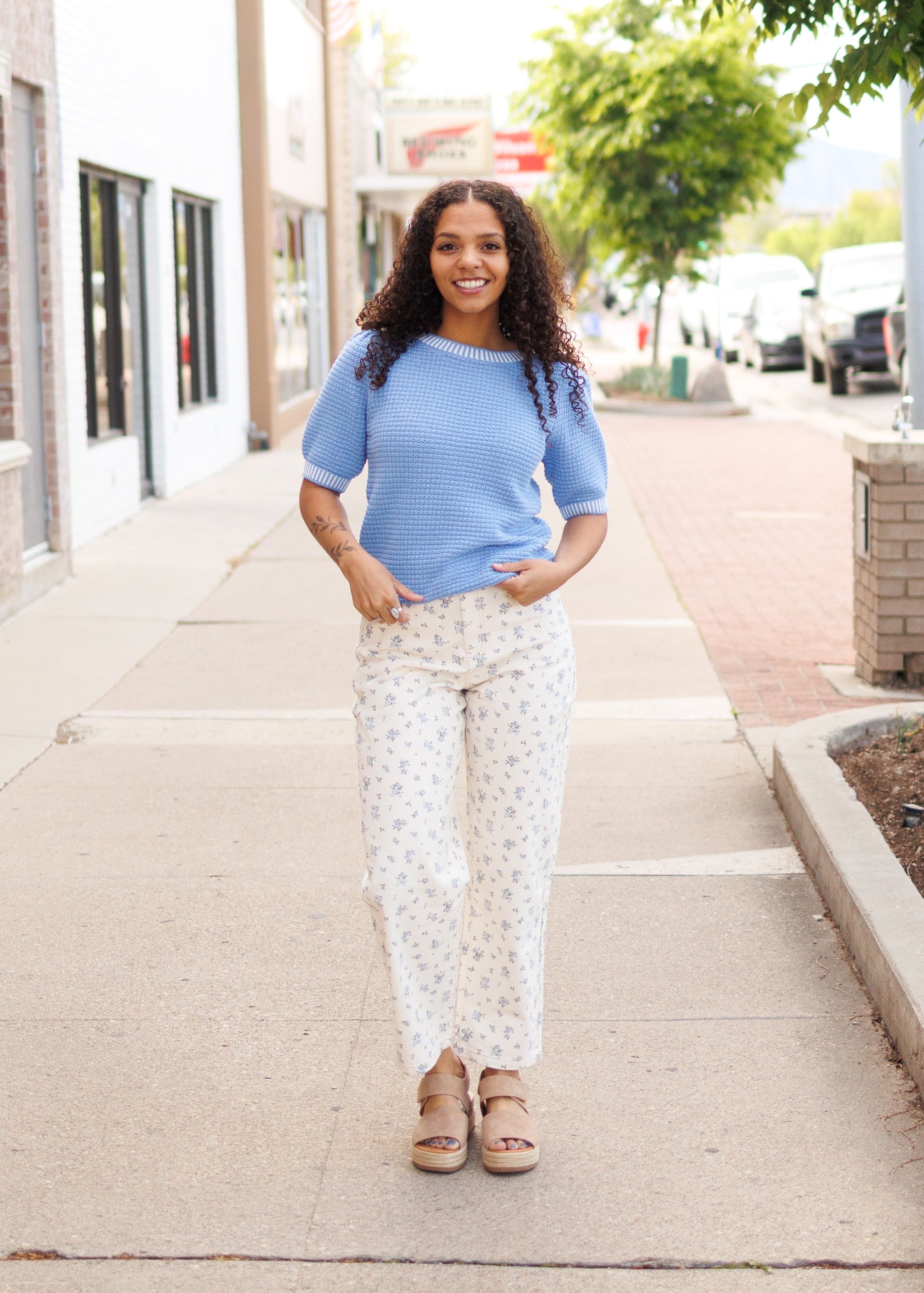 Arianna Blue Knit Top