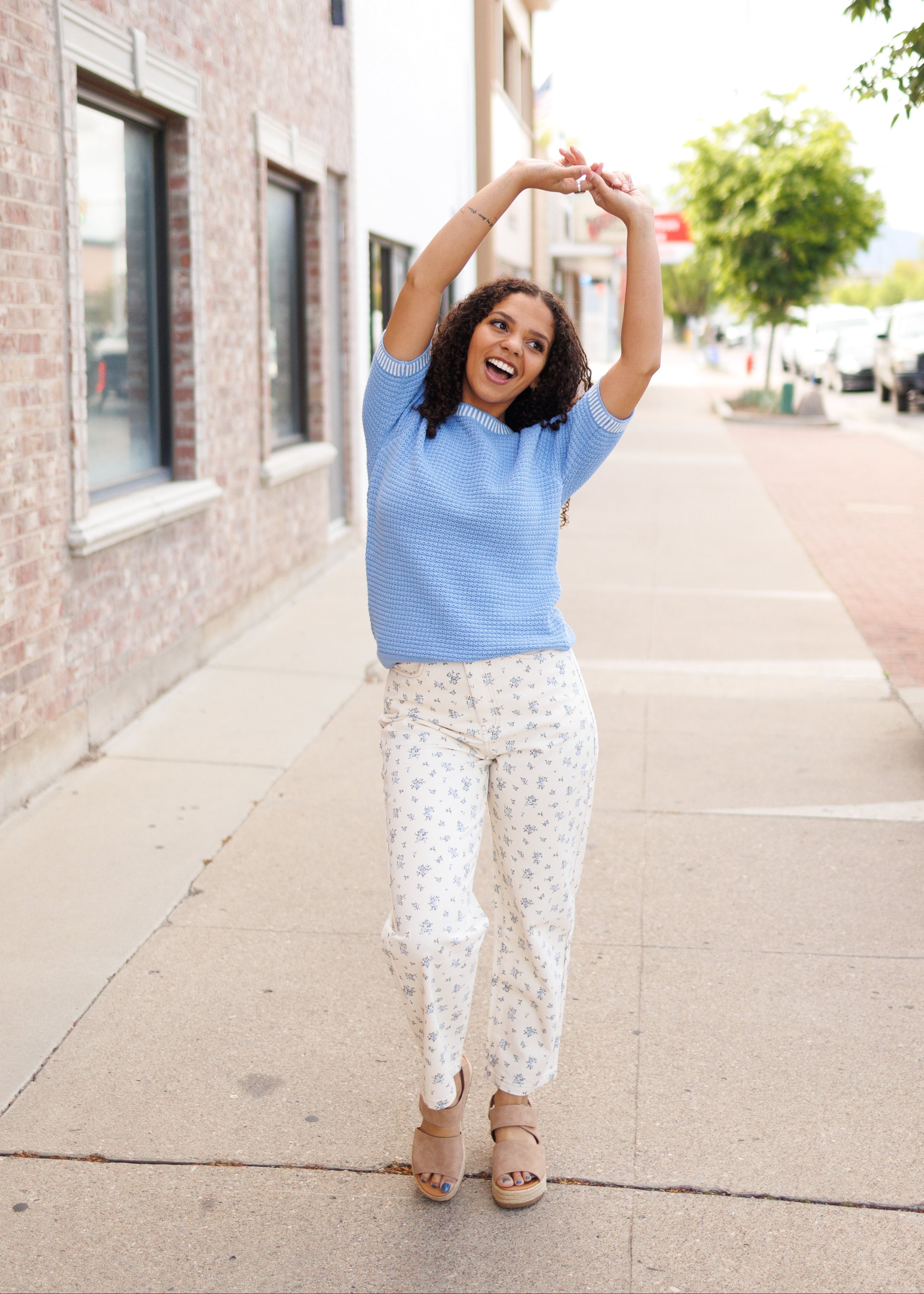 Arianna Blue Knit Top
