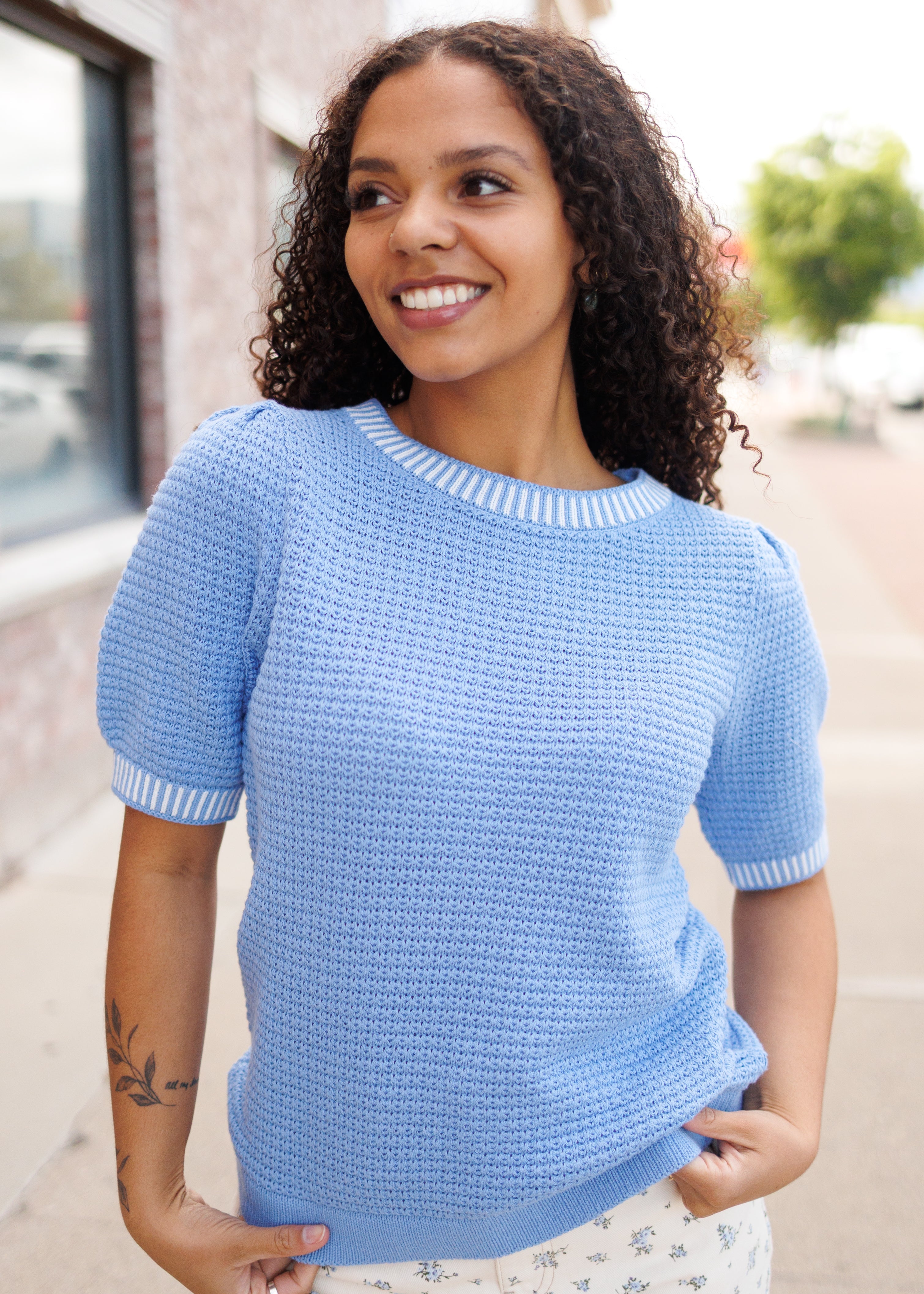 Arianna Blue Knit Top