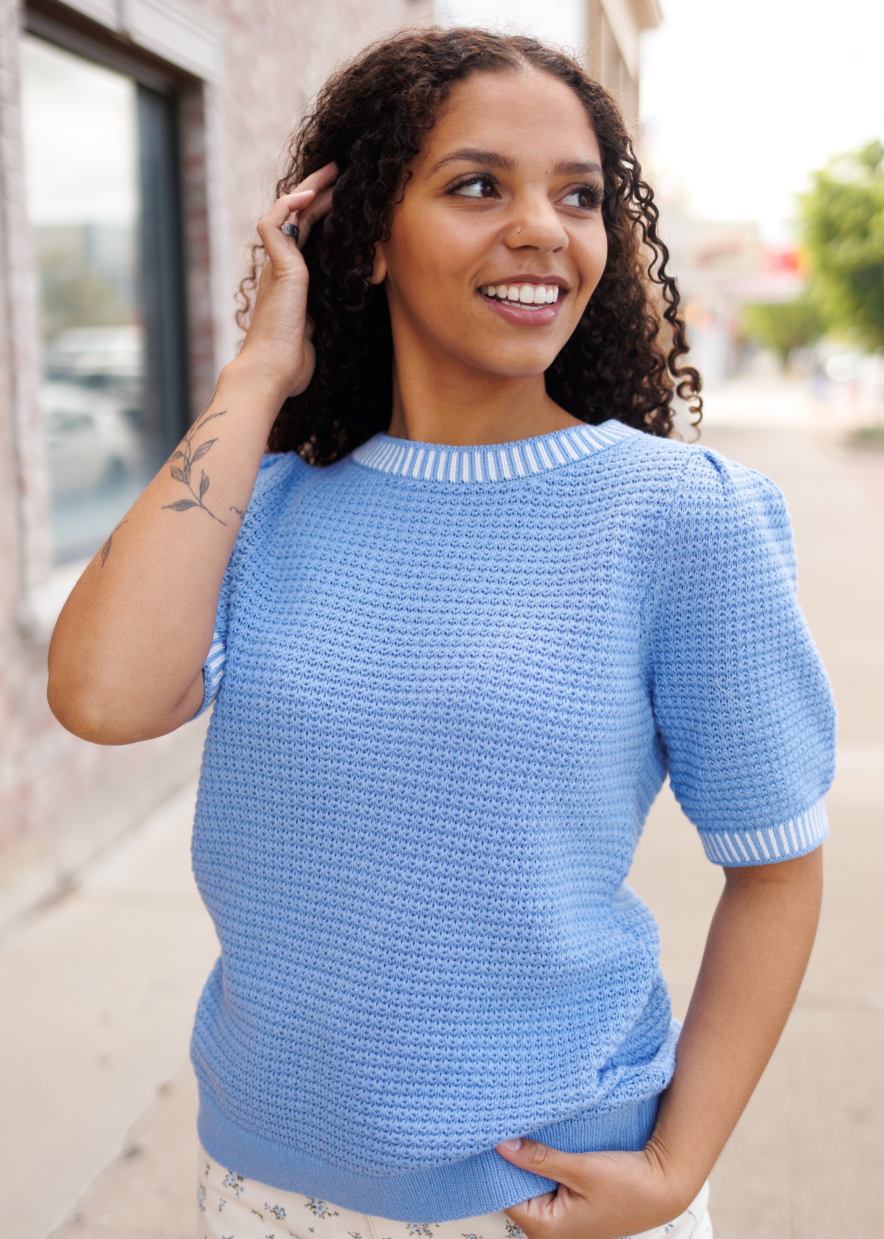 Arianna Blue Knit Top