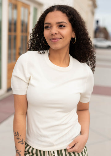 Ashlyn Ivory Short Sleeve Sweater