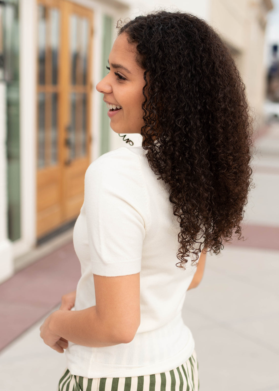 Ashlyn Ivory Short Sleeve Sweater