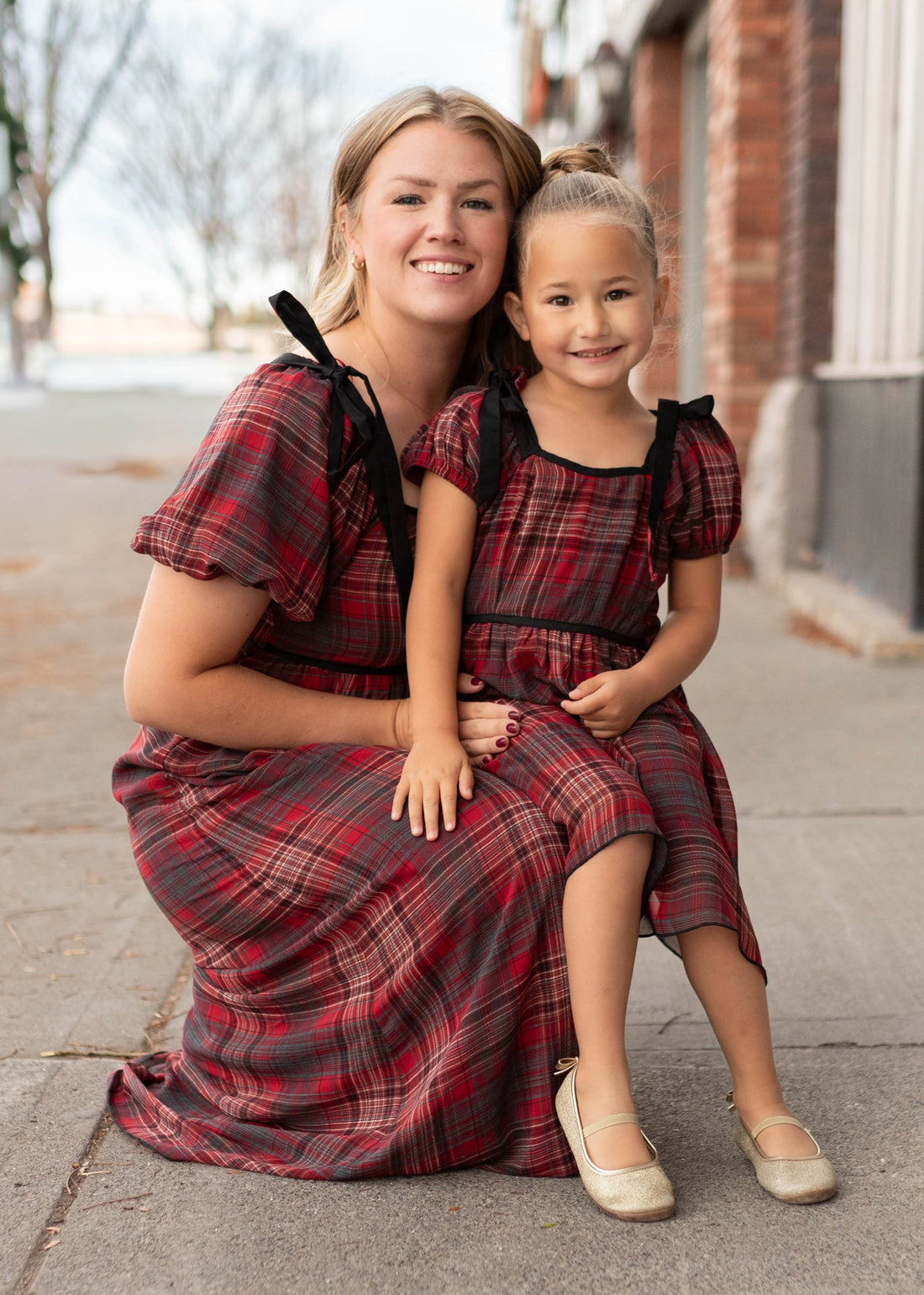 Aubrey Red Plaid Bow Little Girl Dress