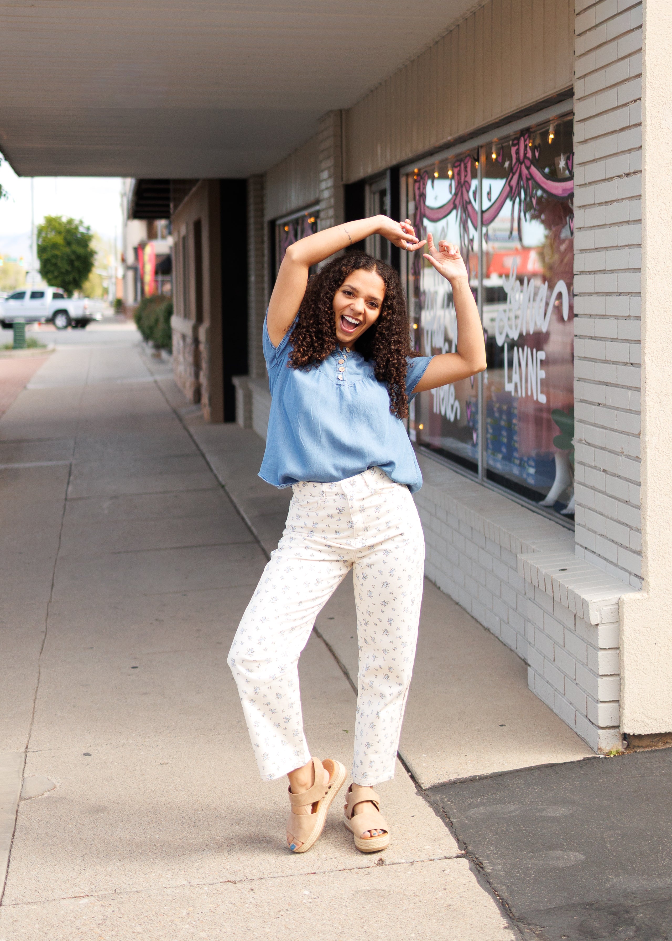 Ava Chambray Button Up Top
