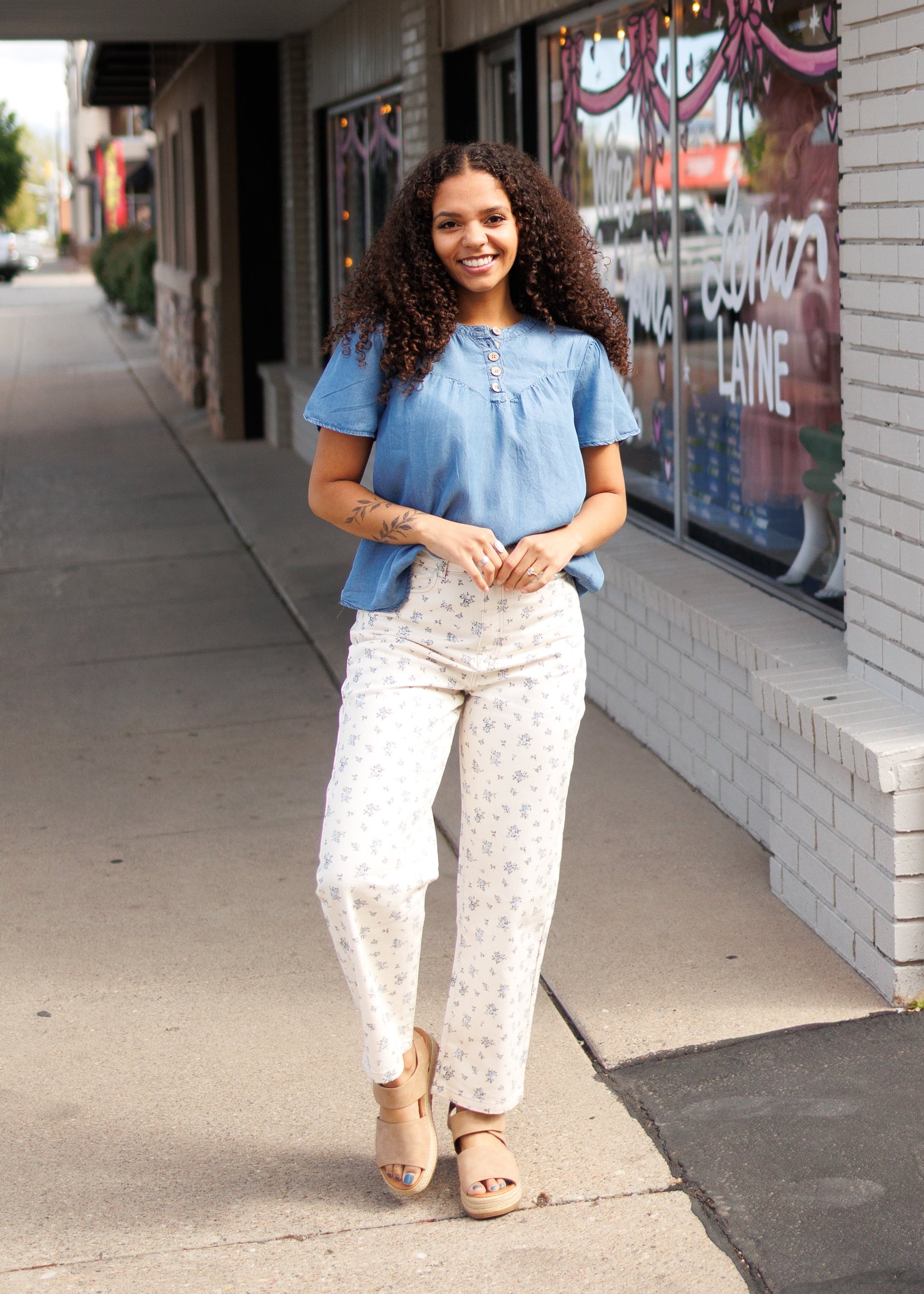 Ava Chambray Button Up Top