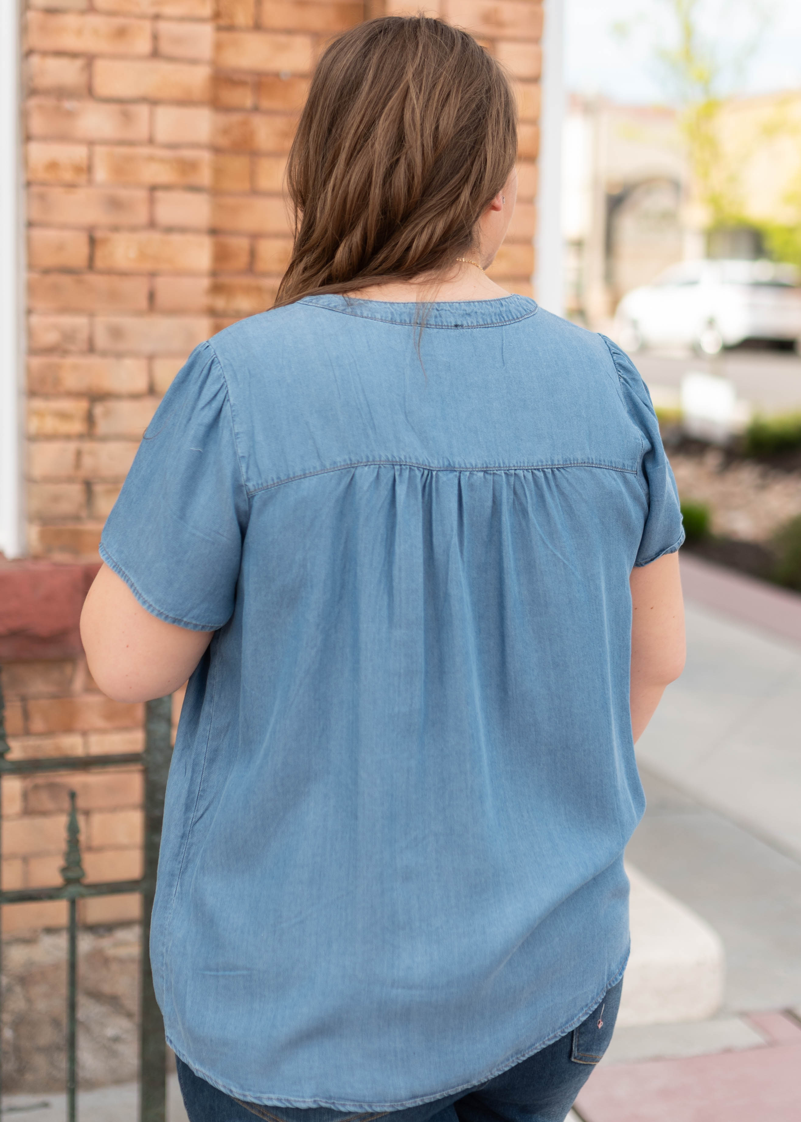 Ava Chambray Button Up Top