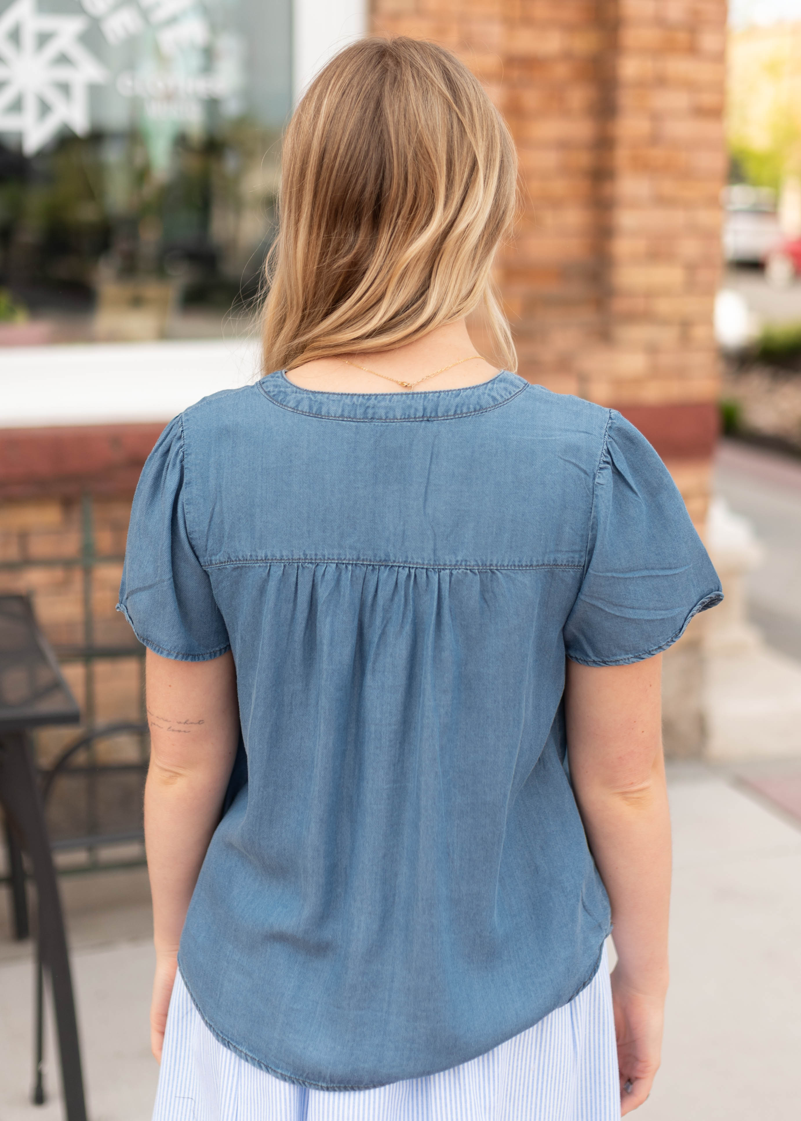Ava Chambray Button Up Top