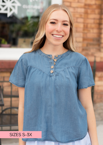 Ava Chambray Button Up Top