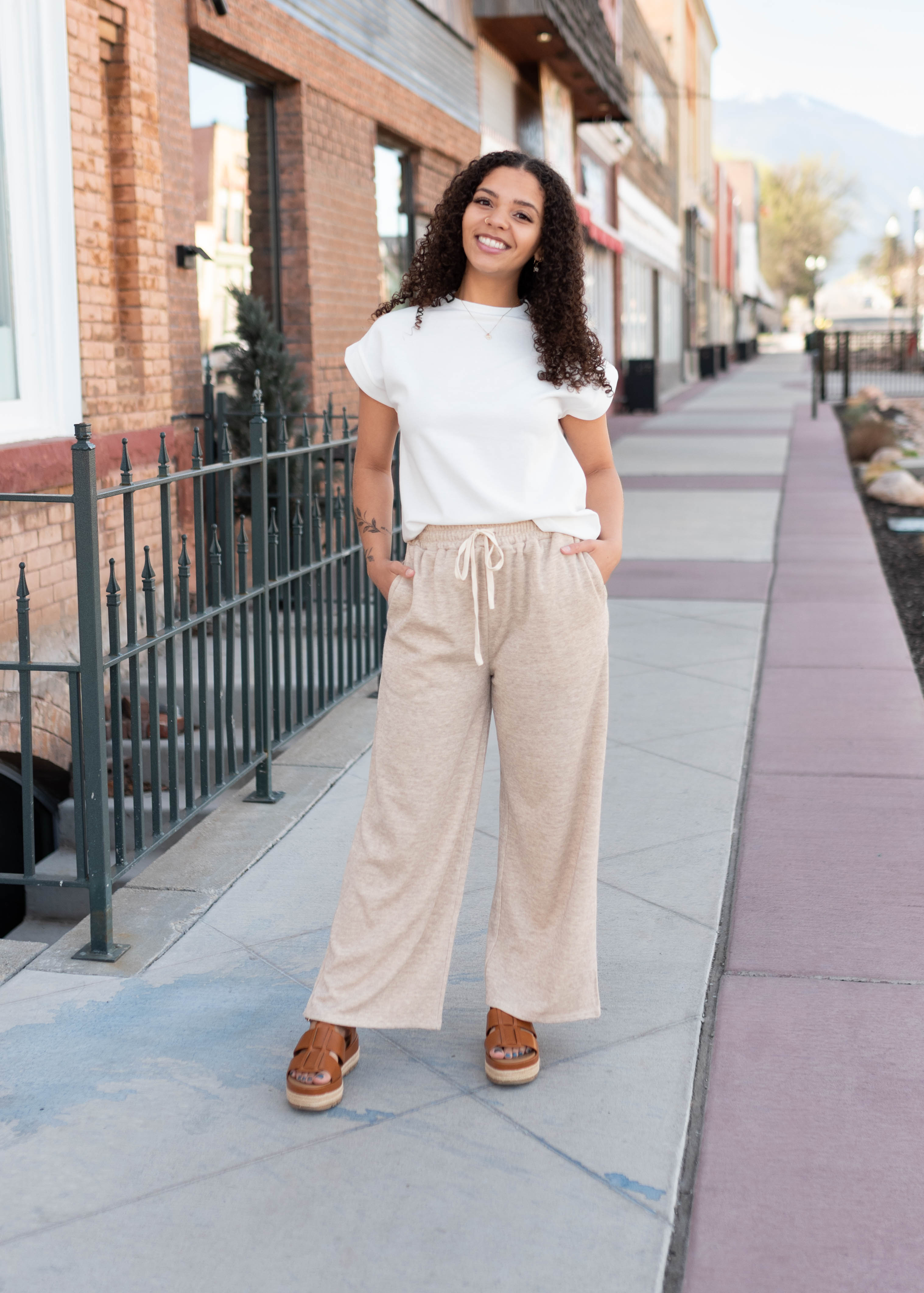 Baylee Taupe Drawstring Pants