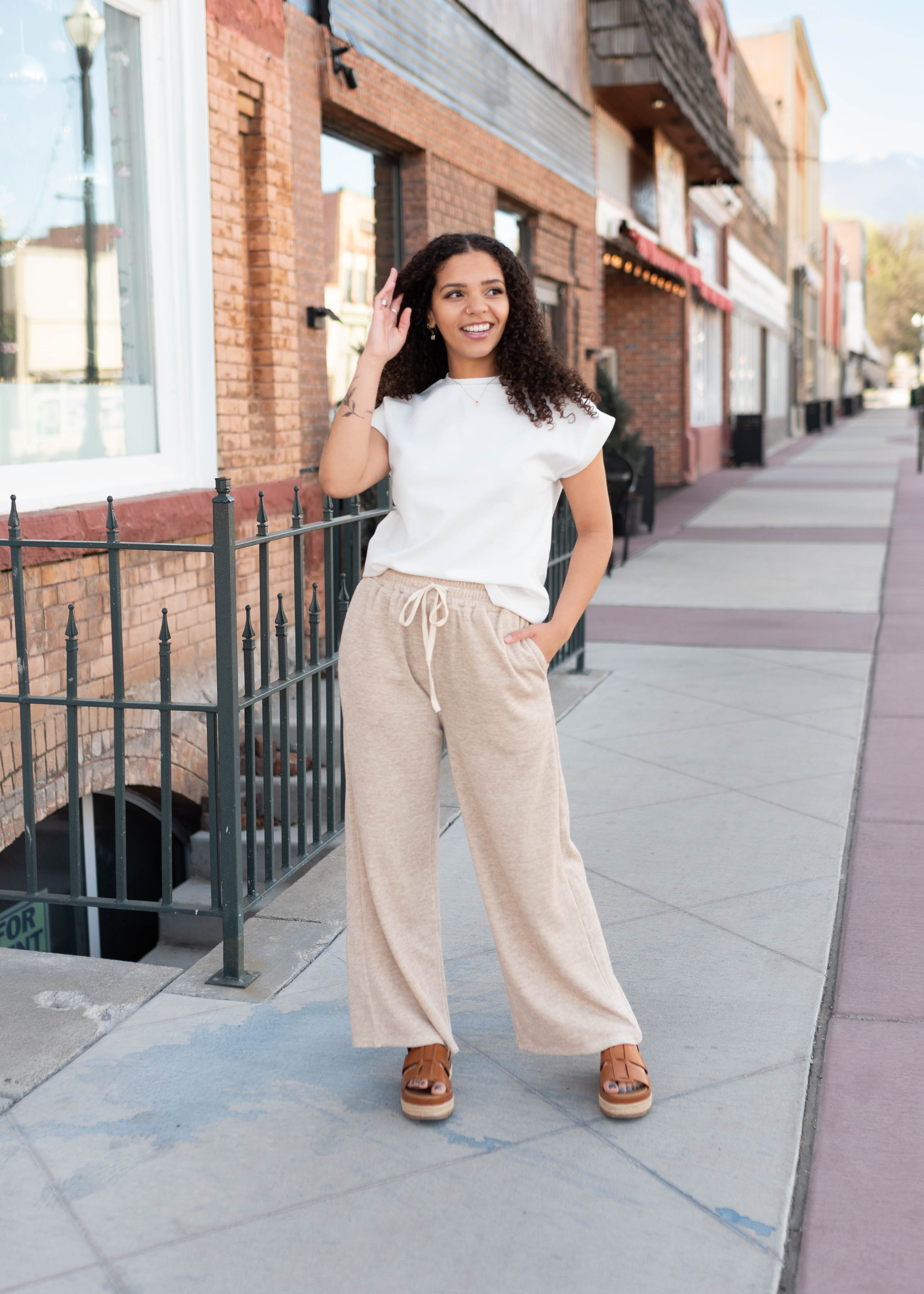 Baylee Taupe Drawstring Pants