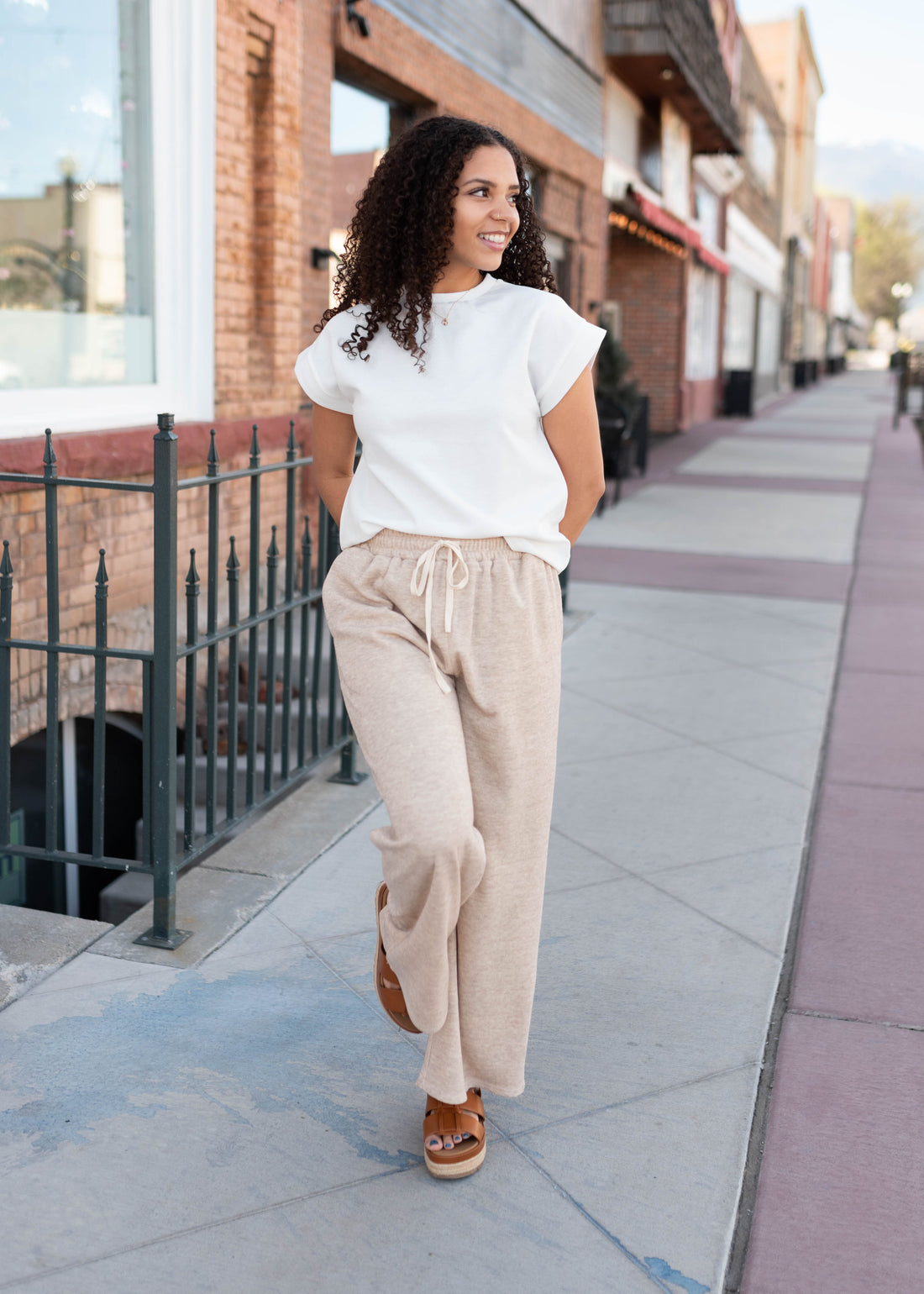 Baylee Taupe Drawstring Pants