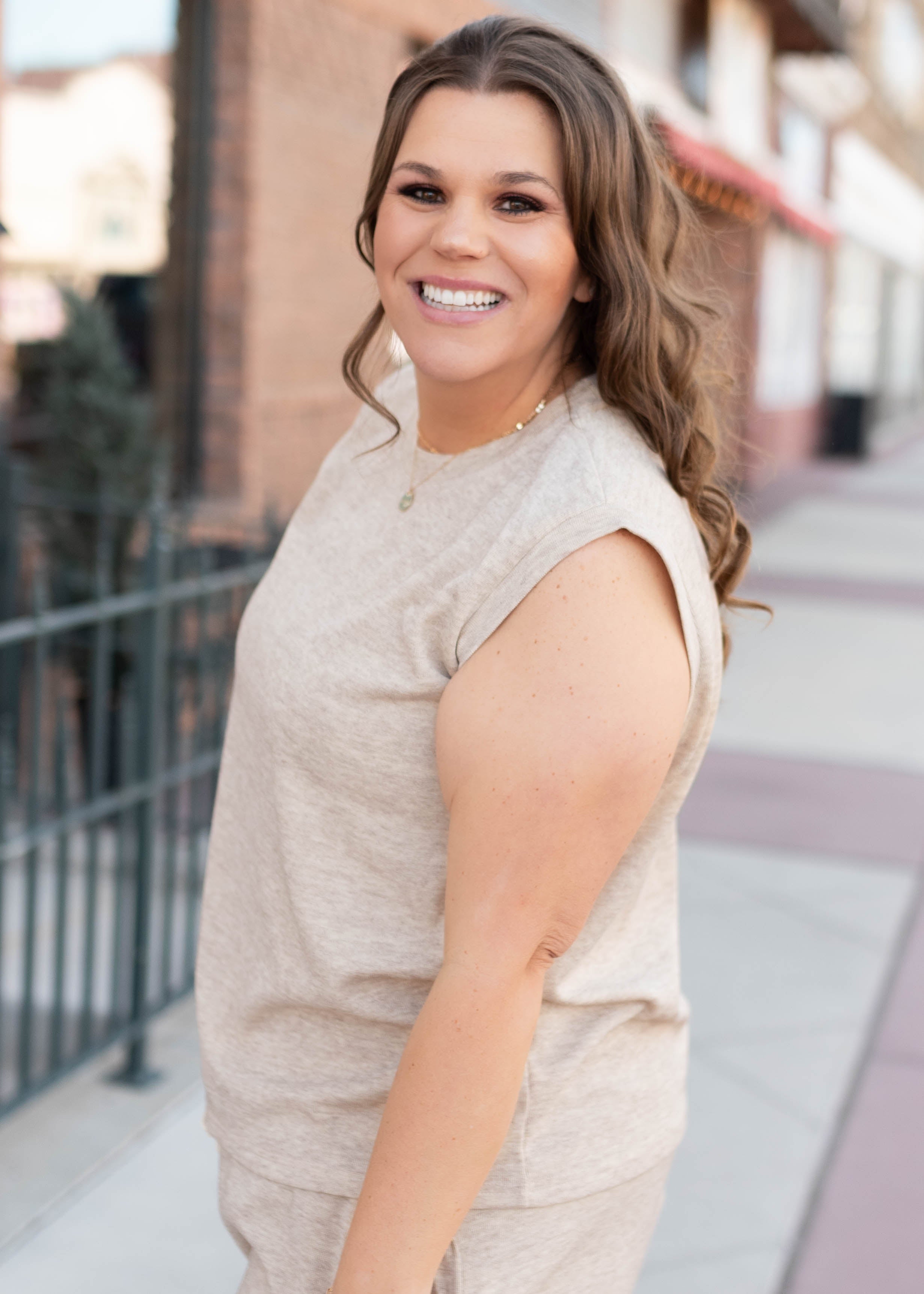 Baylee Taupe Short Sleeve Sweater