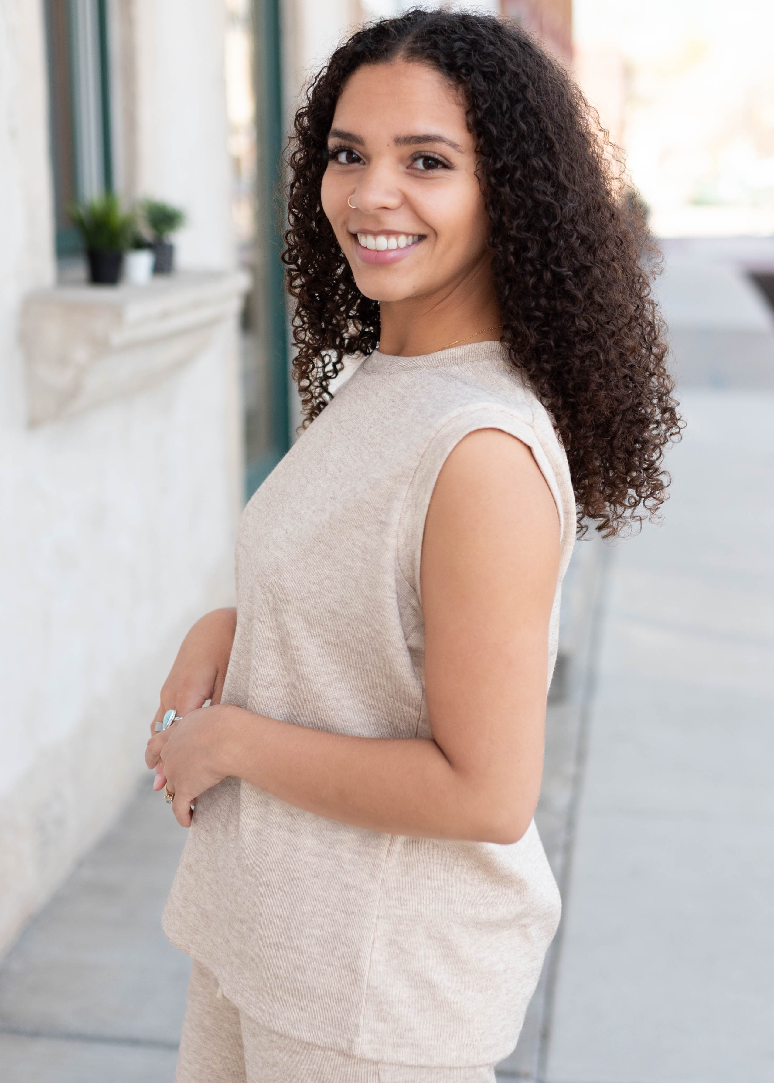 Baylee Taupe Short Sleeve Sweater