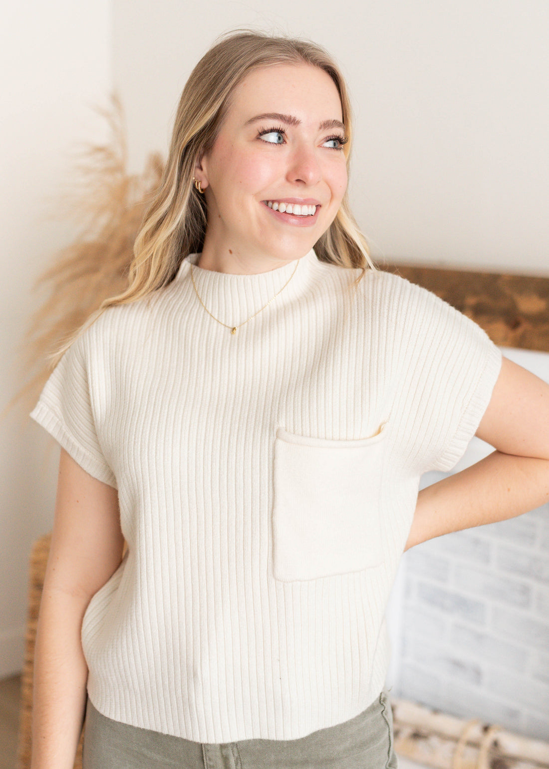 Bella Cream Mock Neck Top