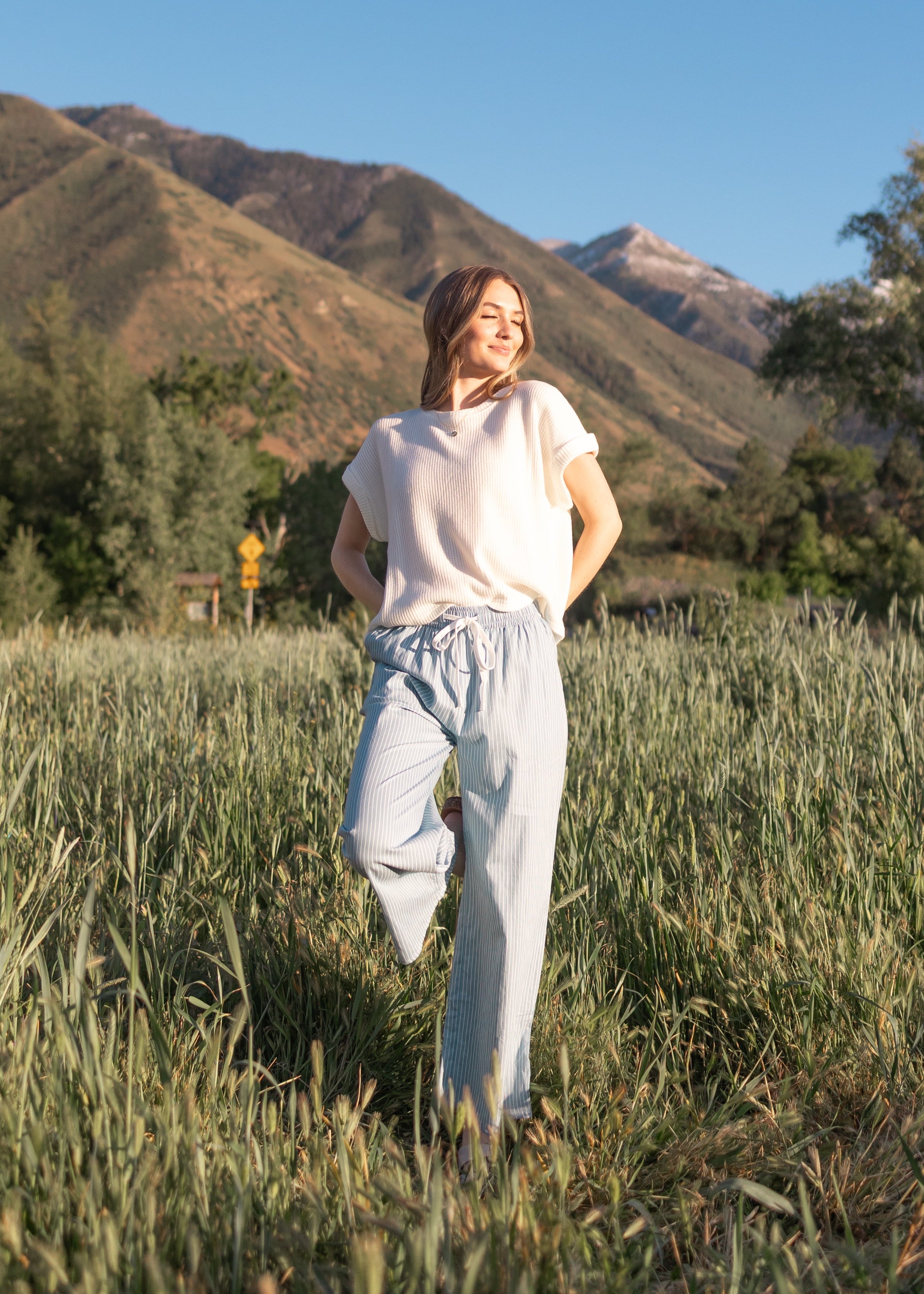 Betty Denim Pinstripe Pants