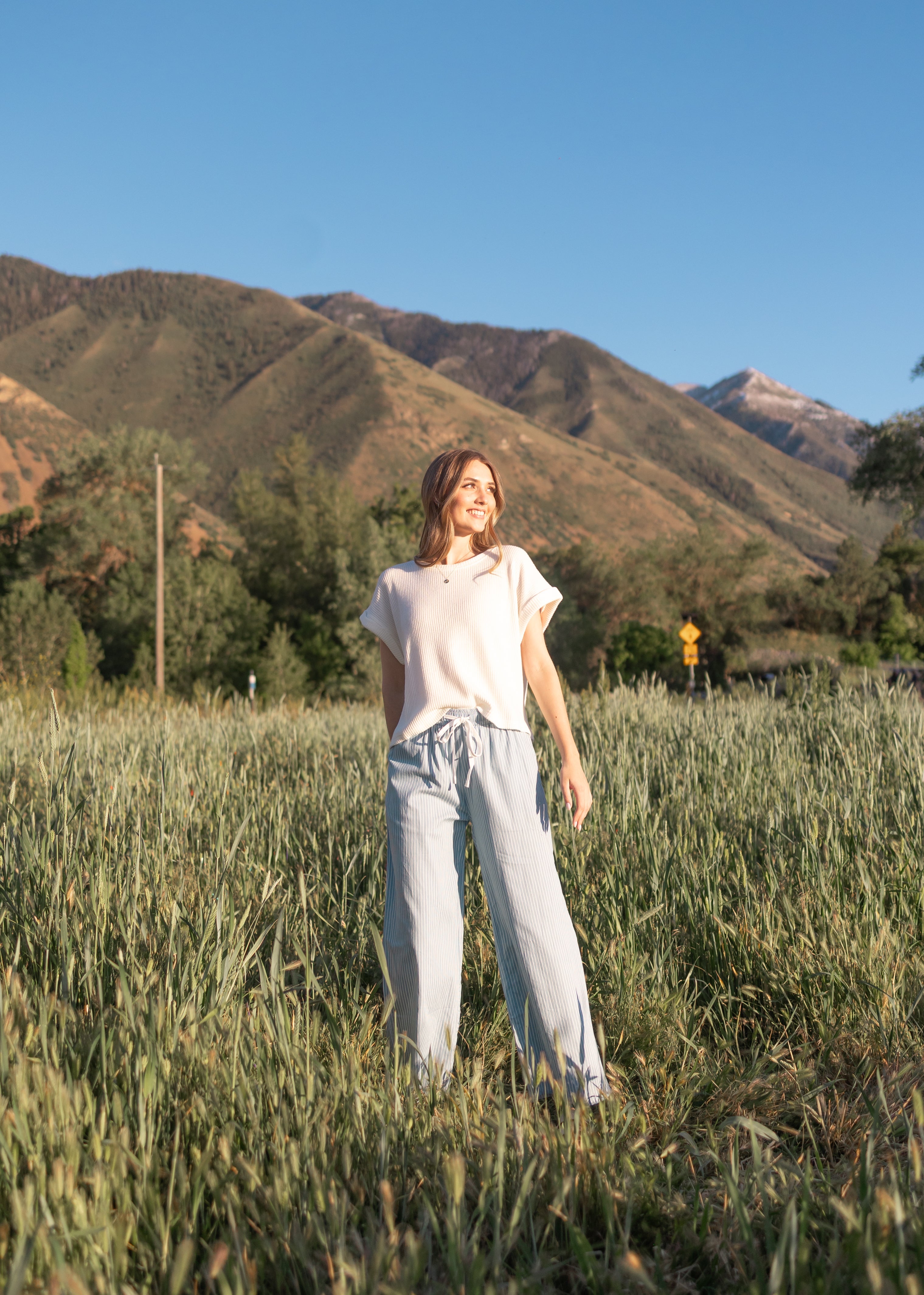 Betty Denim Pinstripe Pants