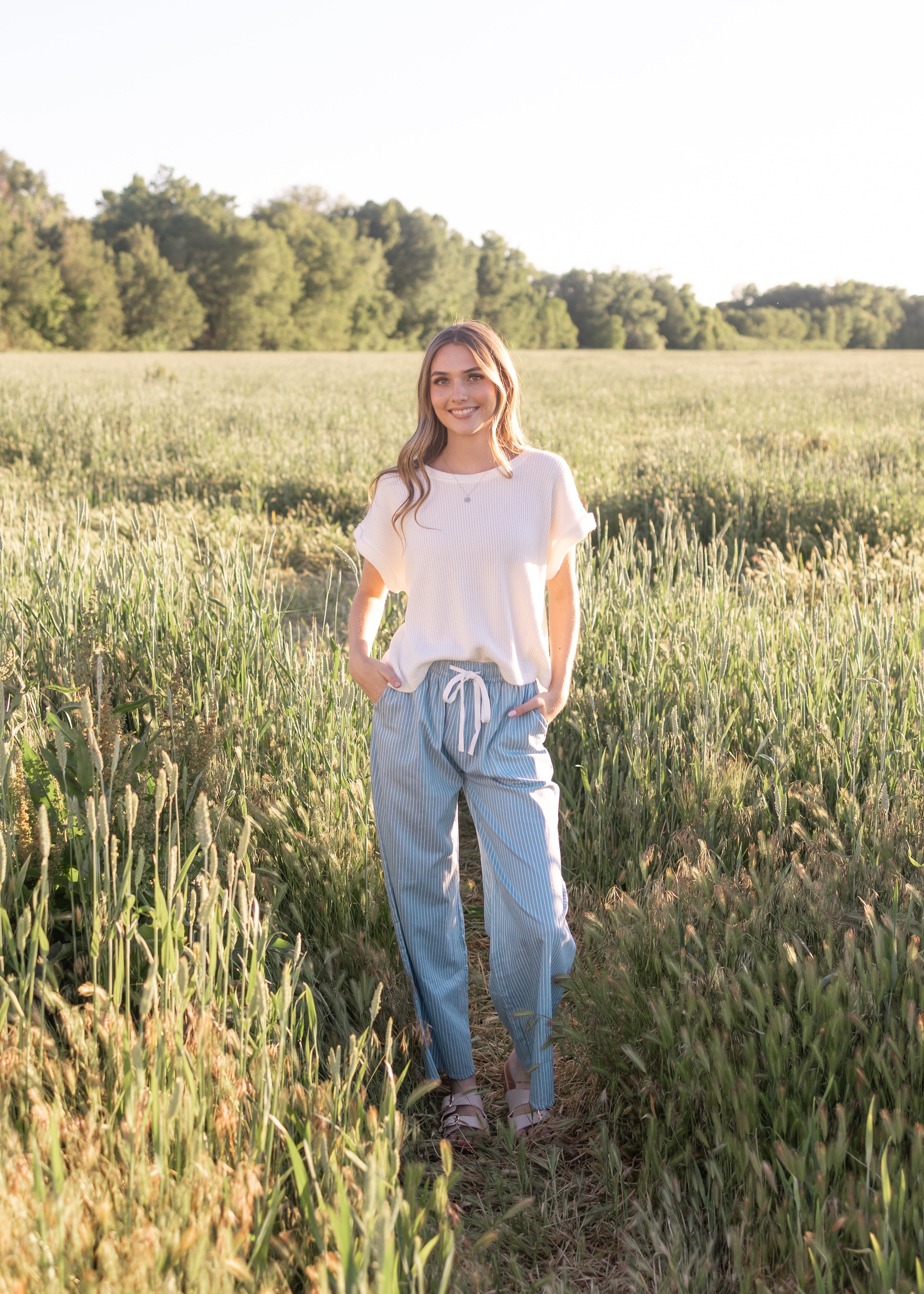 Betty Denim Pinstripe Pants