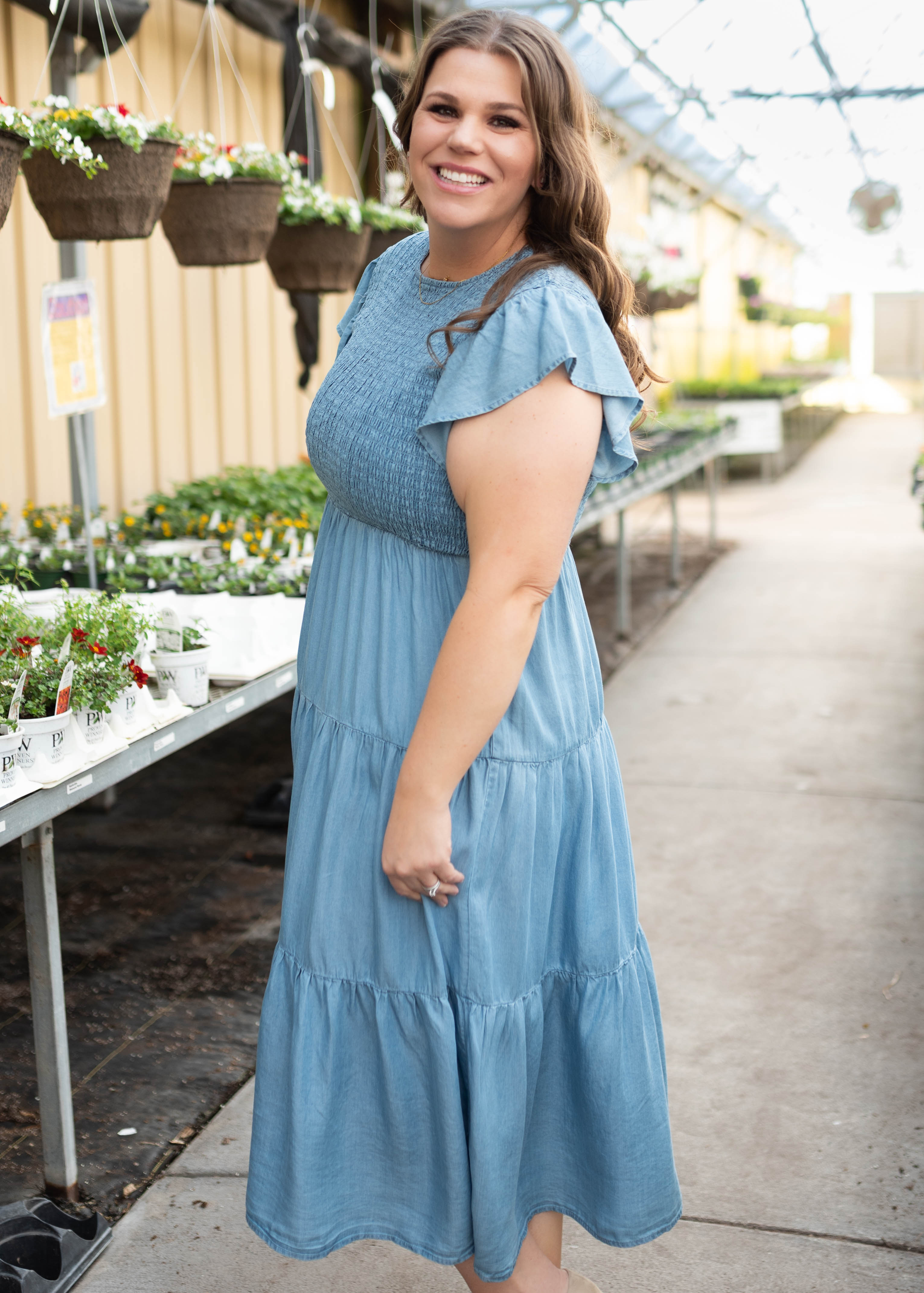 Billie Chambray Smocked Dress