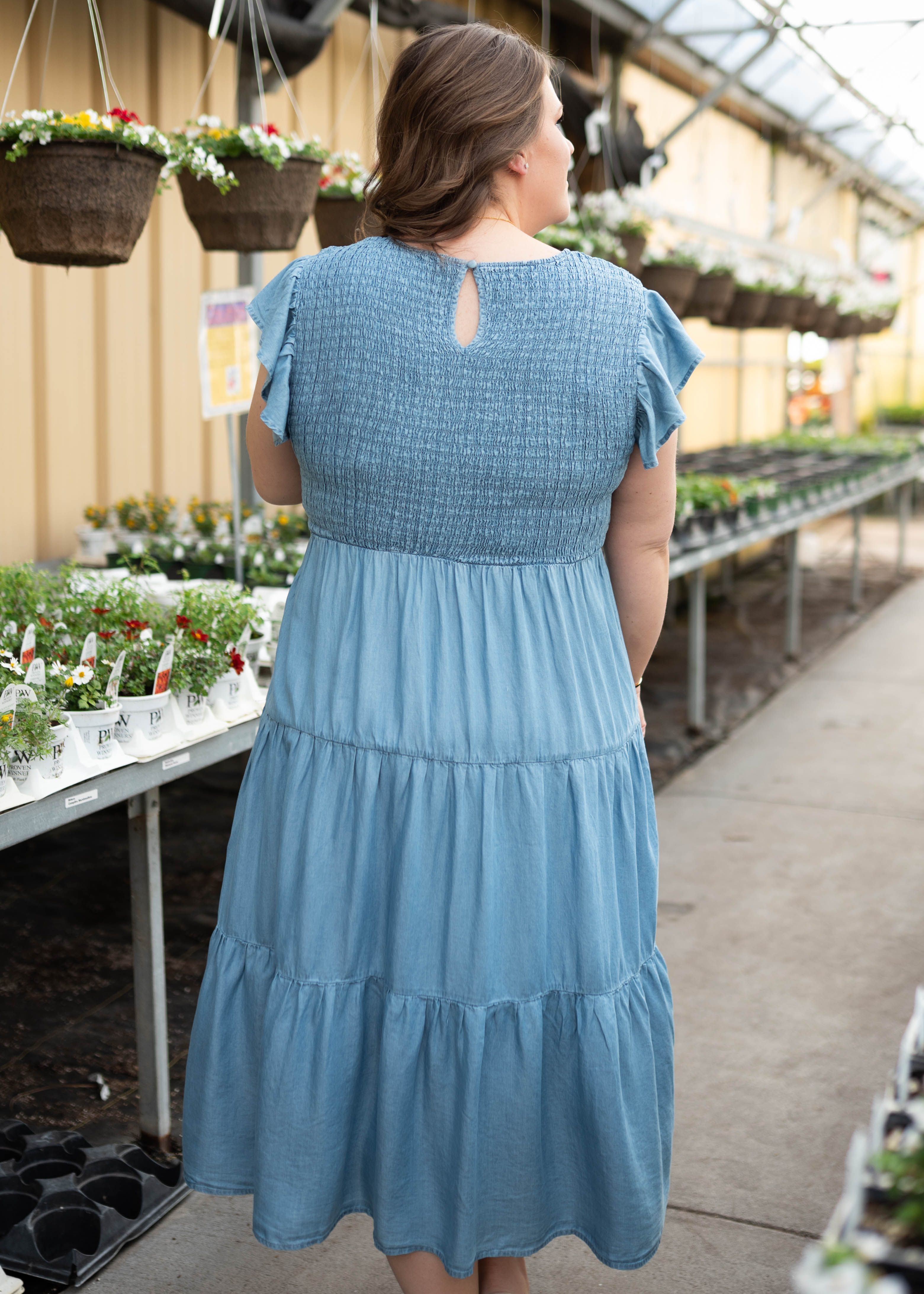 Billie Chambray Smocked Dress