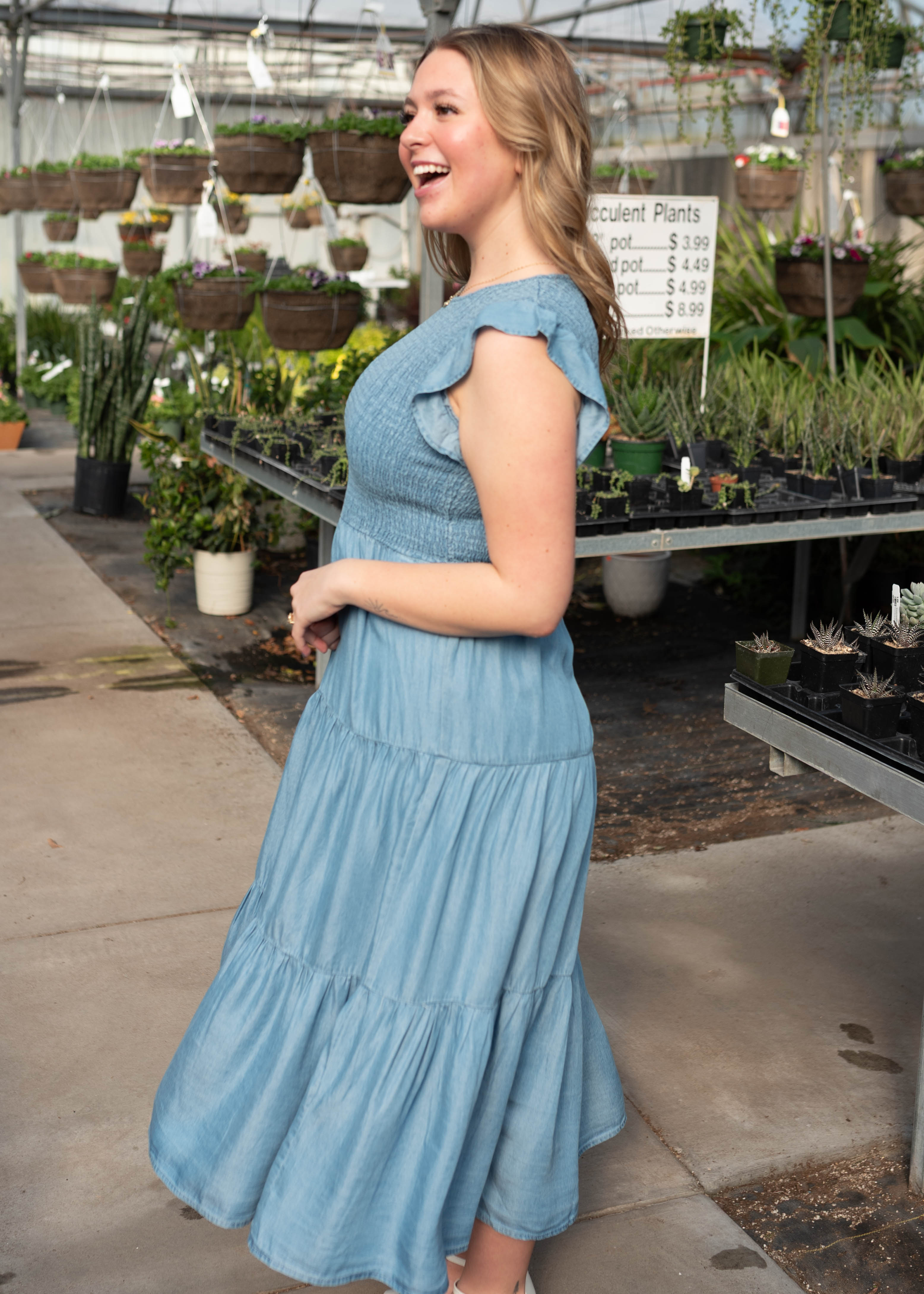 Billie Chambray Smocked Dress