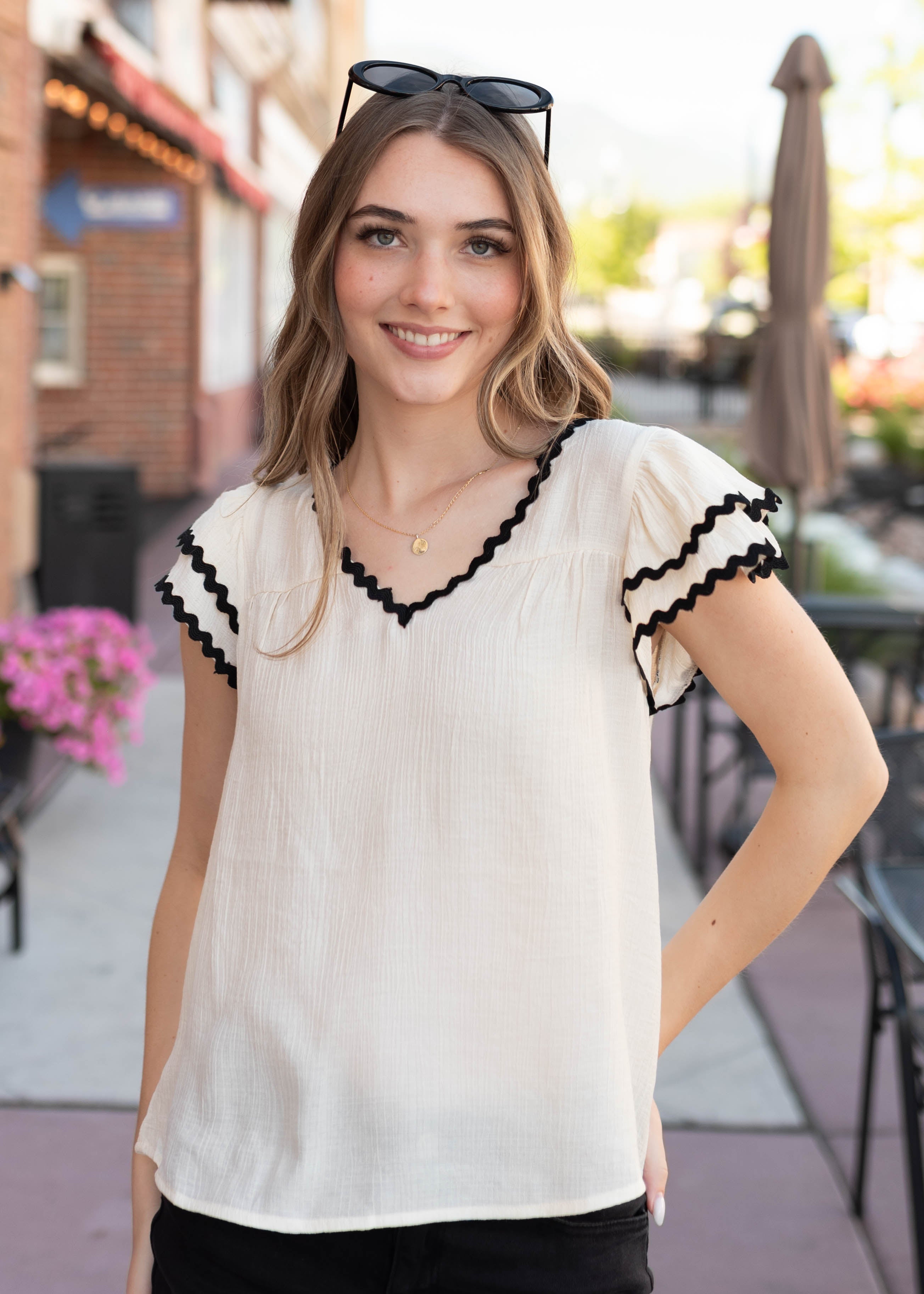 Blake Cream Ruffle Blouse