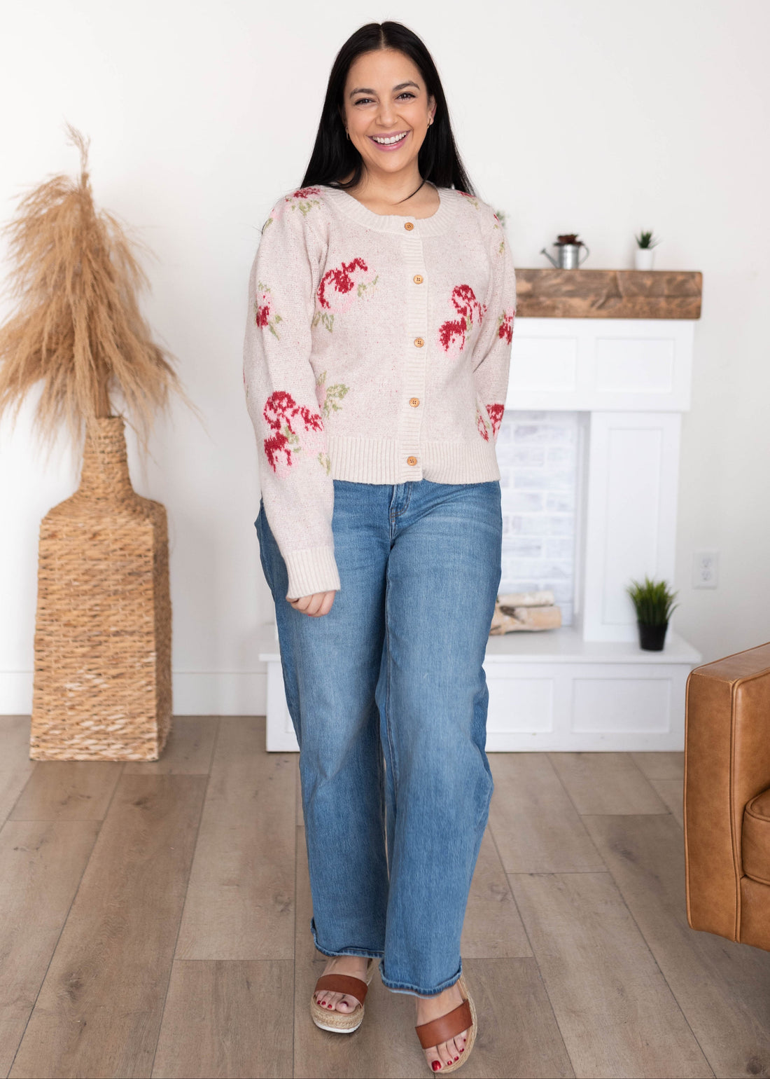 Briana Cream Floral Cardigan