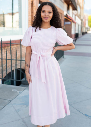 Brianna Pink Pleated Dress