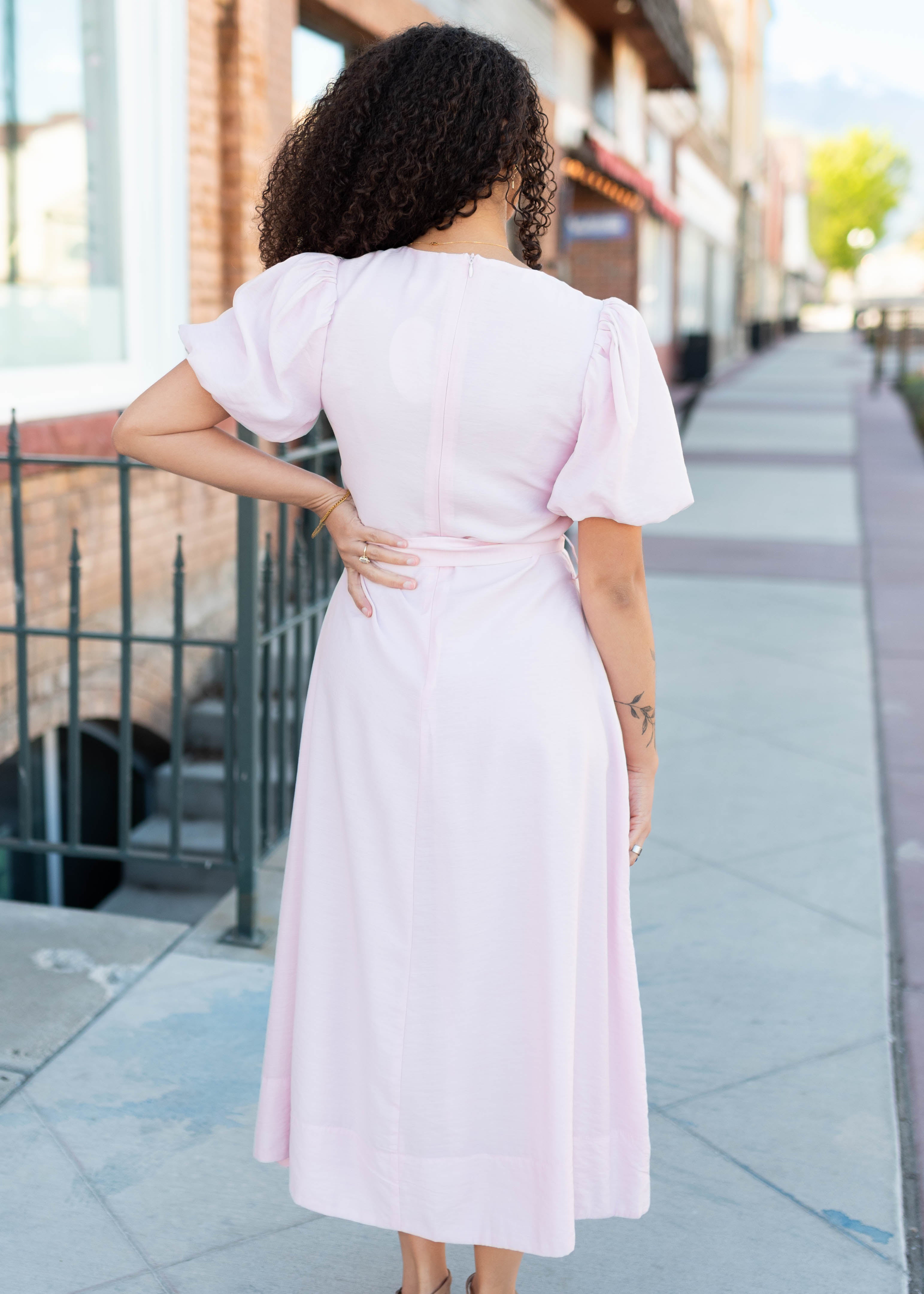 Brianna Pink Pleated Dress