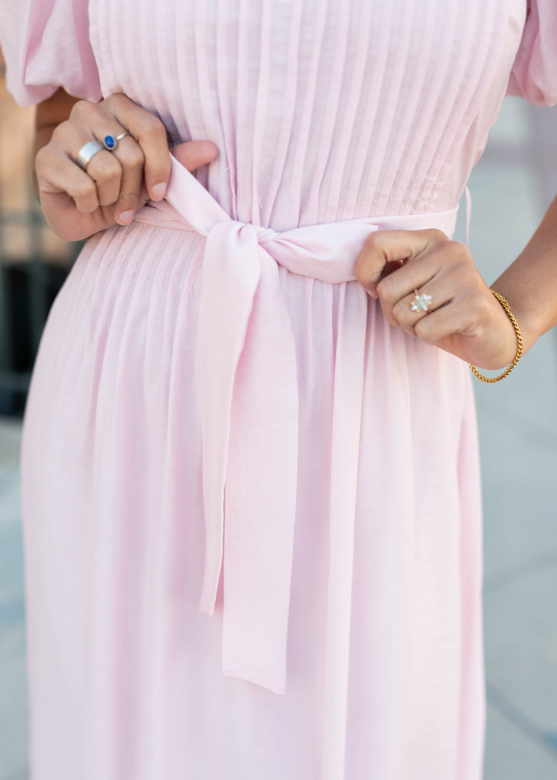 Brianna Pink Pleated Dress