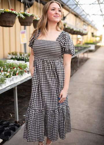 Bridget Black Gingham Dress