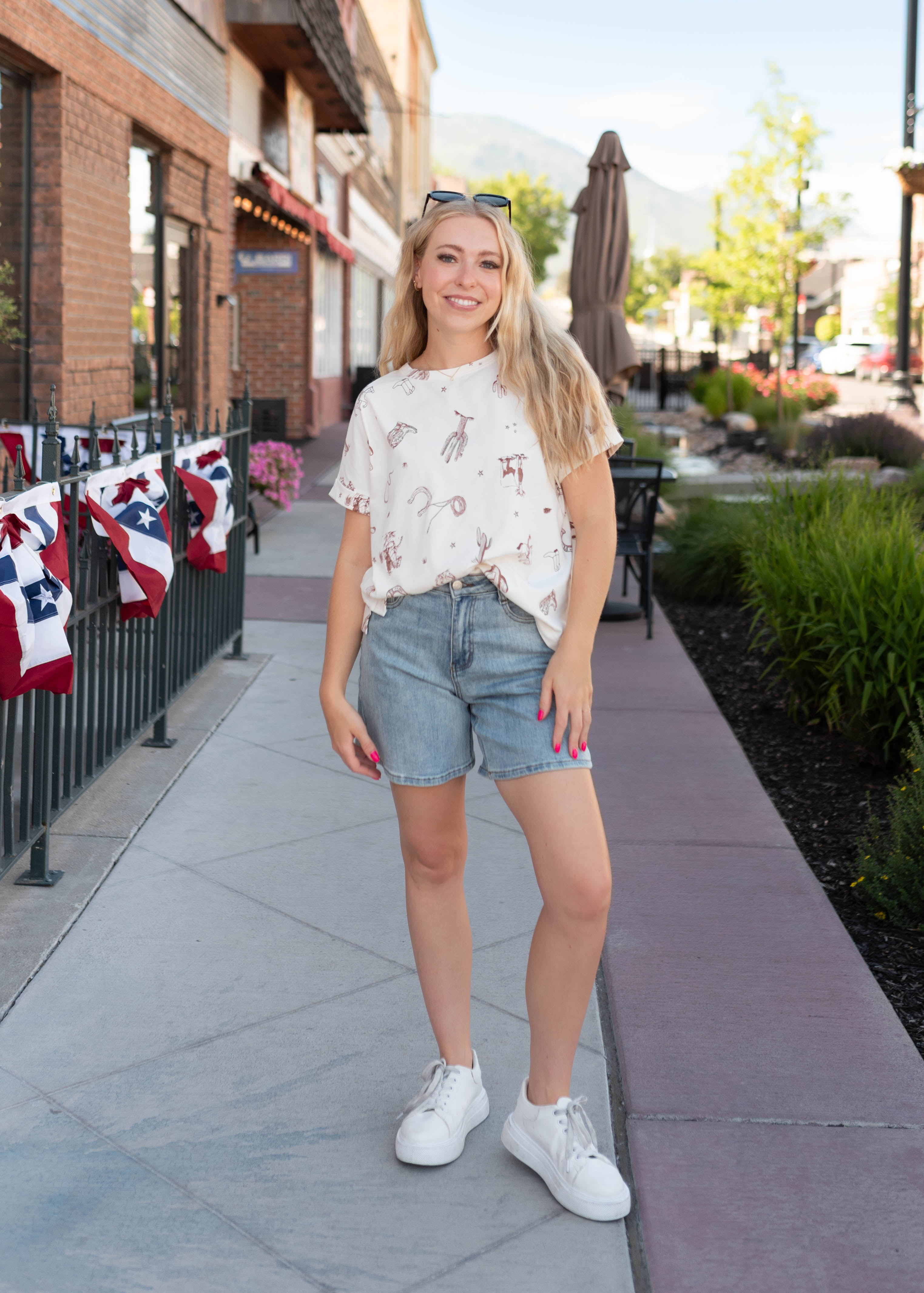 Brighton Ivory Cowboy Print Tee