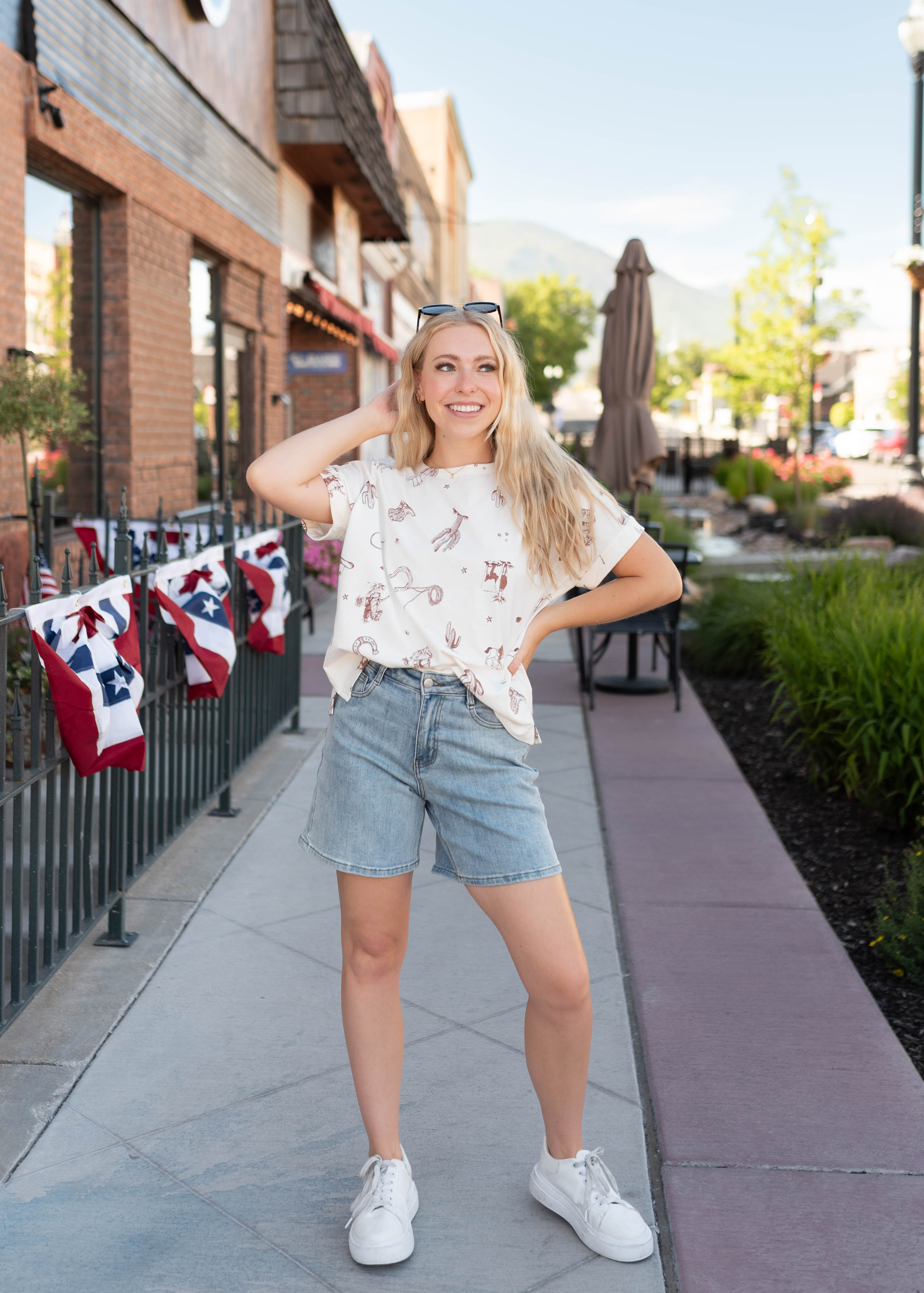 Brighton Ivory Cowboy Print Tee
