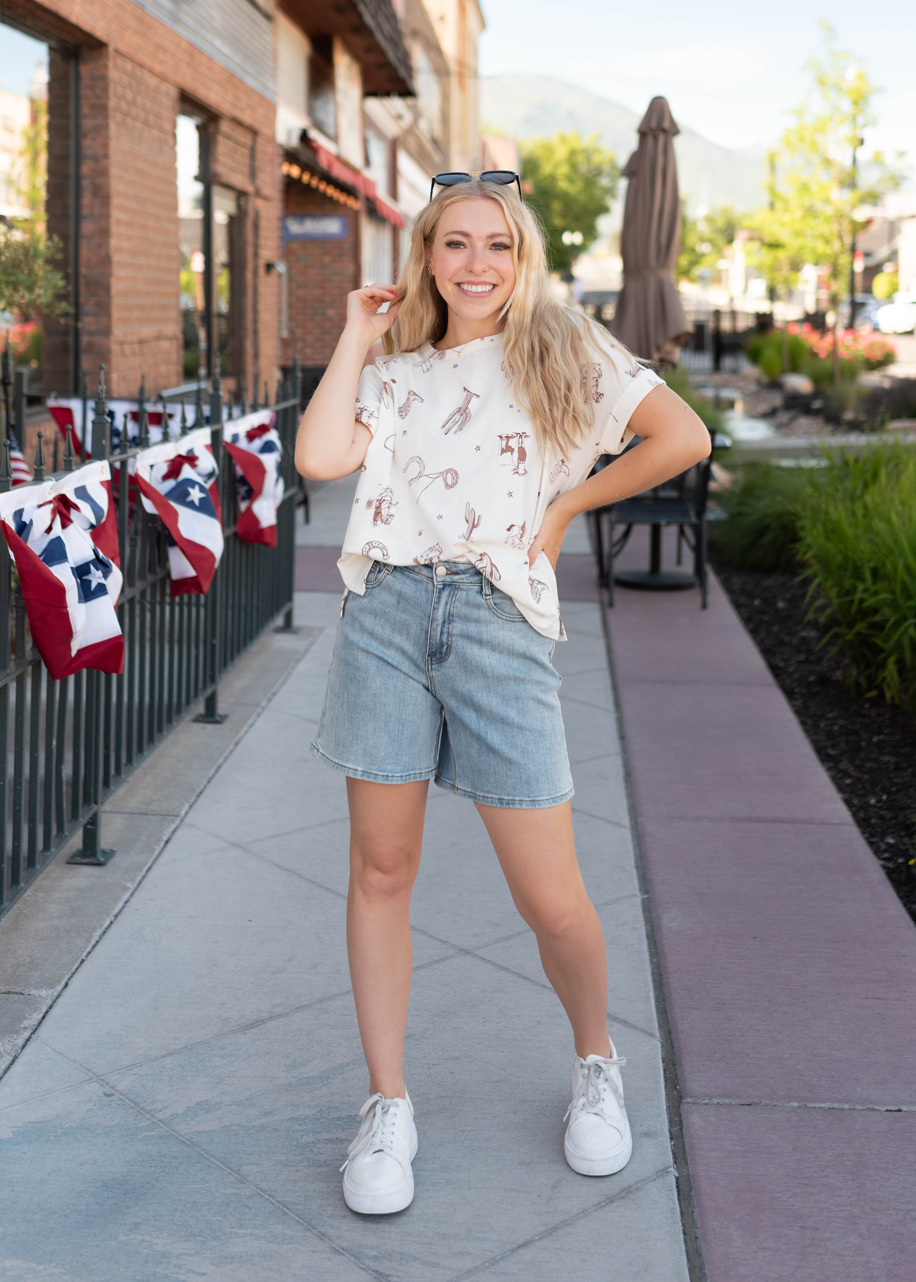Brighton Ivory Cowboy Print Tee