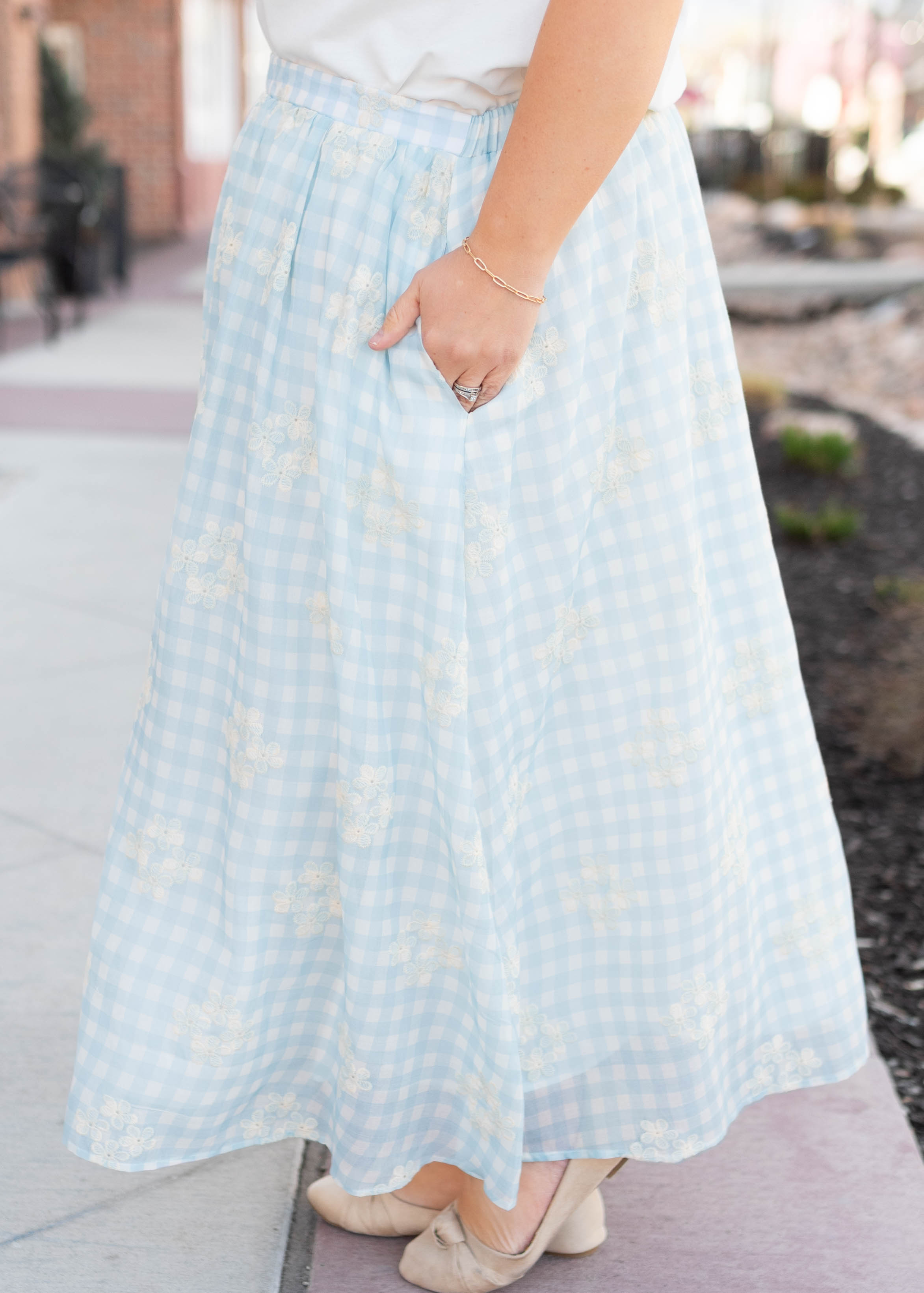 Brittany Light Blue Gingham Skirt