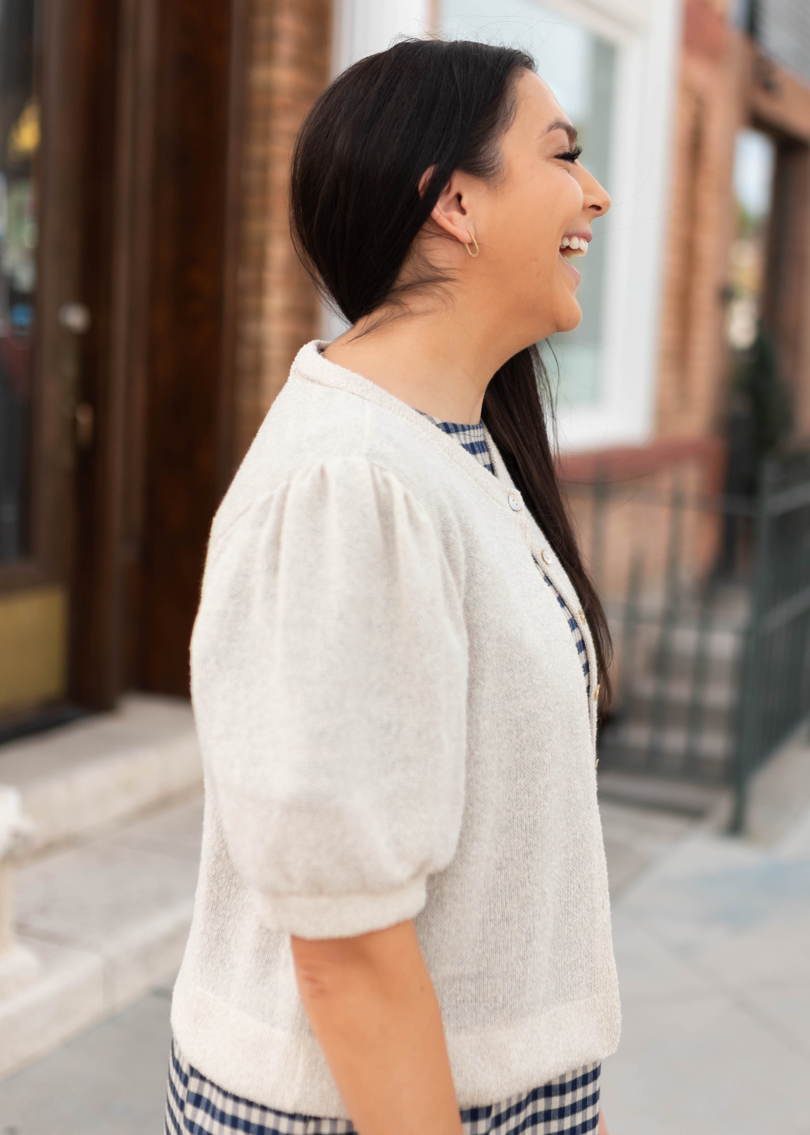 Brooke Ivory Puff Sleeve Cardigan